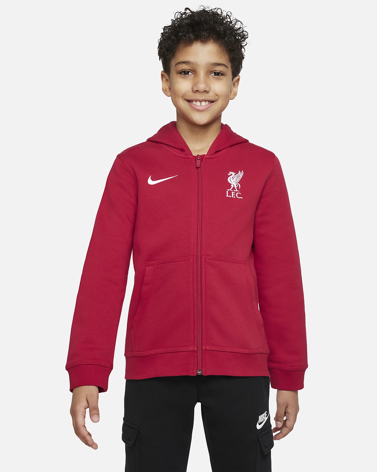 Flísová mikina Liverpool FC s kapucí a zipem po celé délce pro větší děti