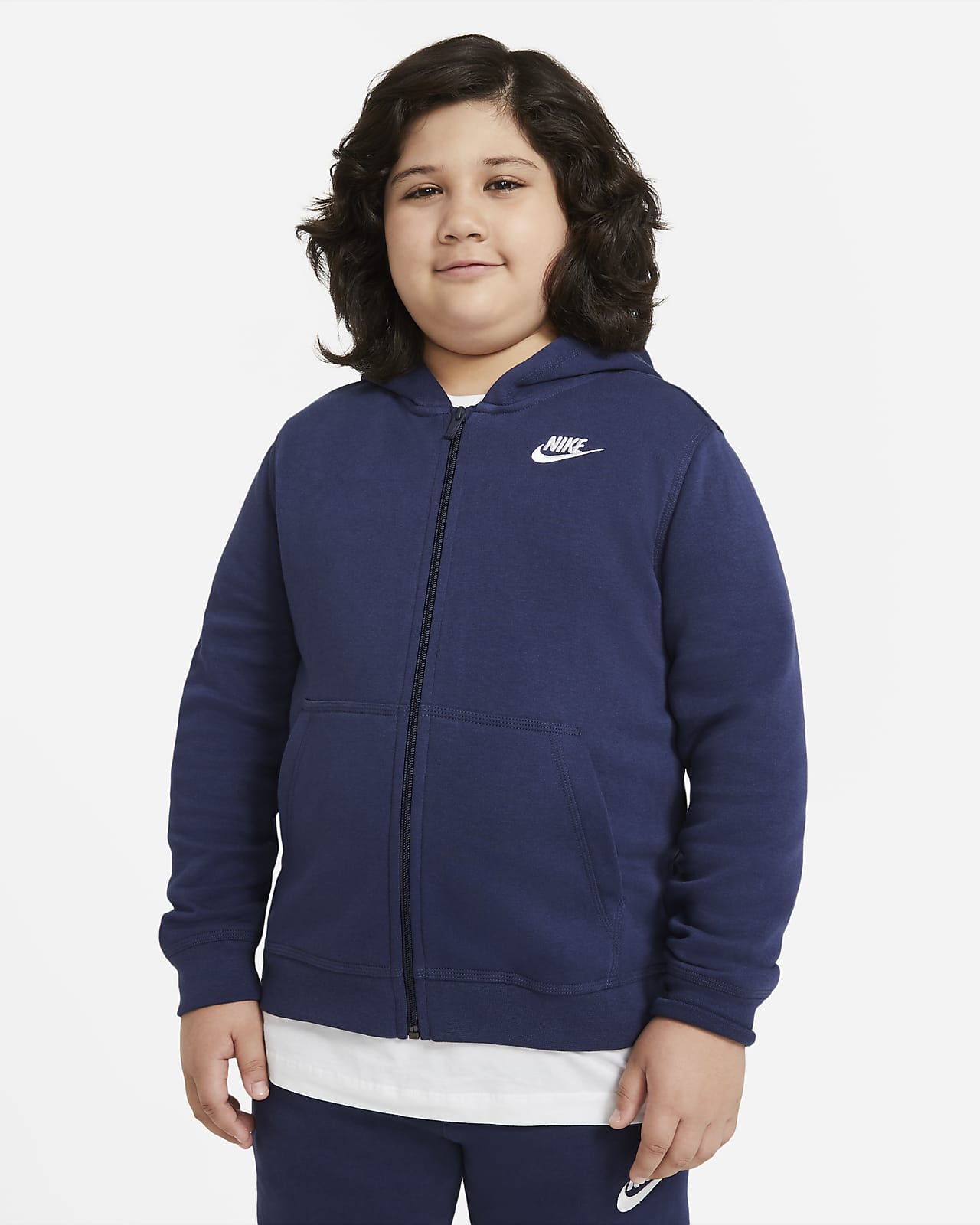 Nike Sportswear Club Fleece Hoodie met rits over de hele lengte voor jongens (ruimere maten)
