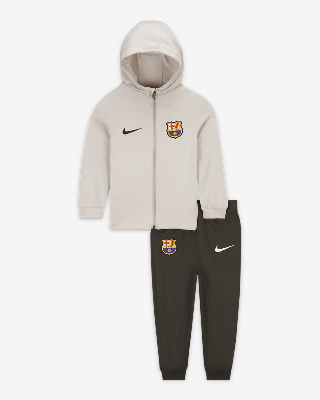FC Barcelona Strike Nike Dri-FIT trainingspak met capuchon voor baby's/peuters
