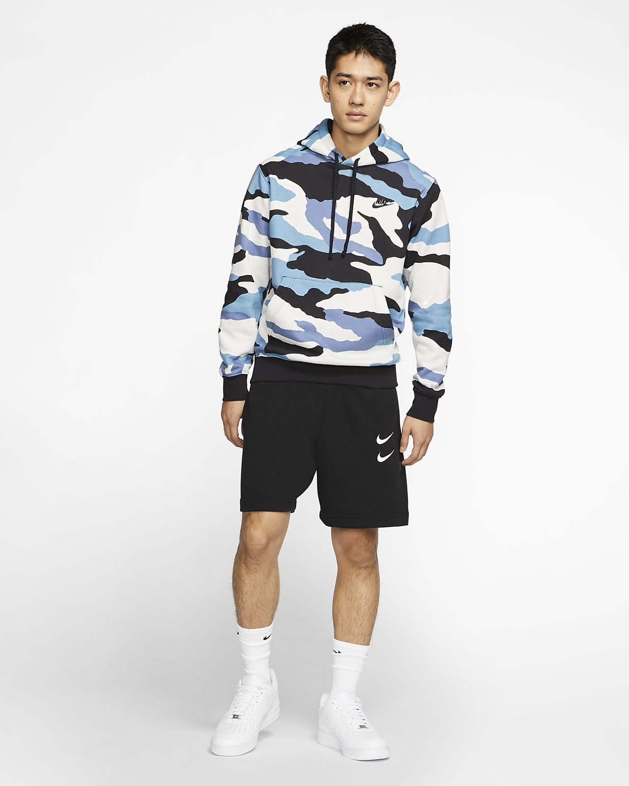 nike sportswear club men's camo pullover hoodie