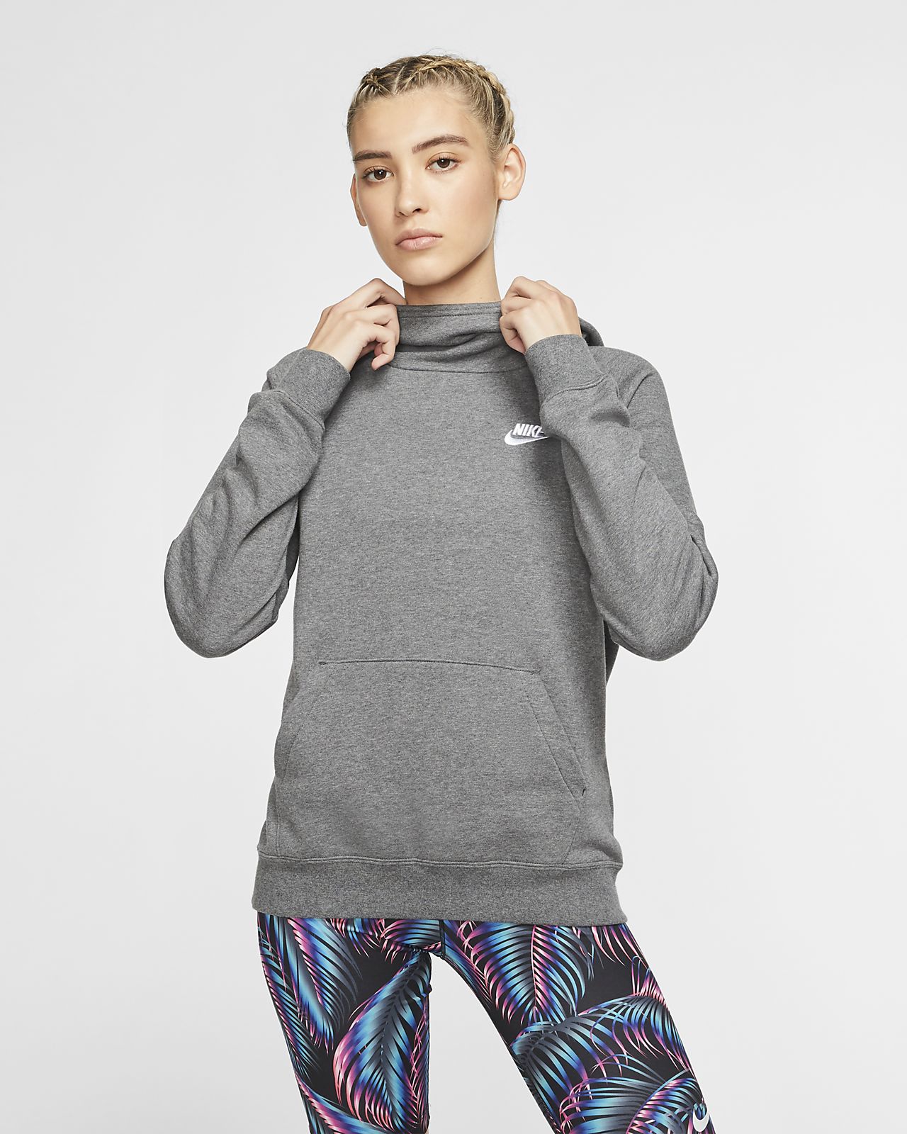 Nike Sportswear Essential Women's Funnel-Neck Fleece Pullover Hoodie ...