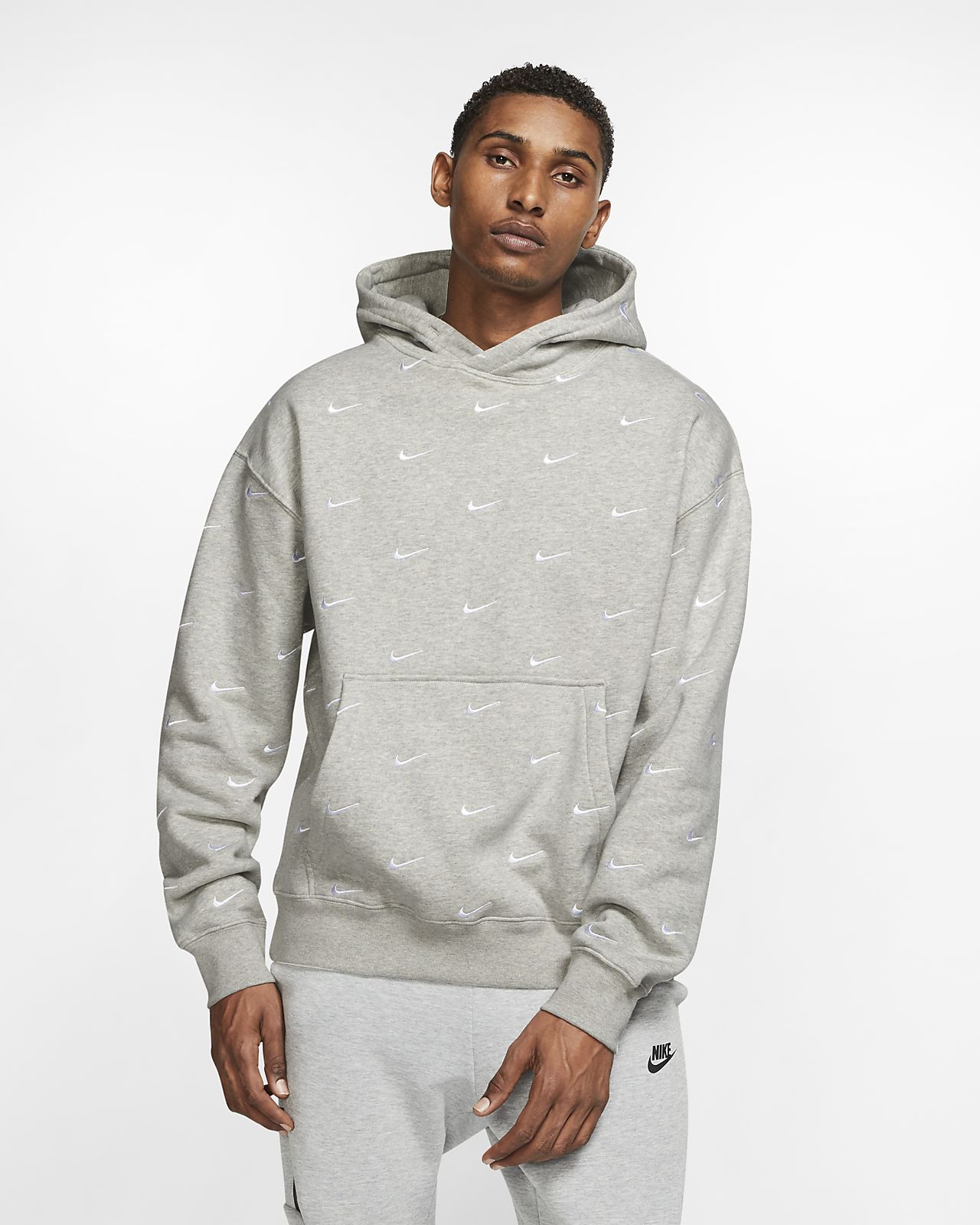 grey nike hoodie with white ticks all over