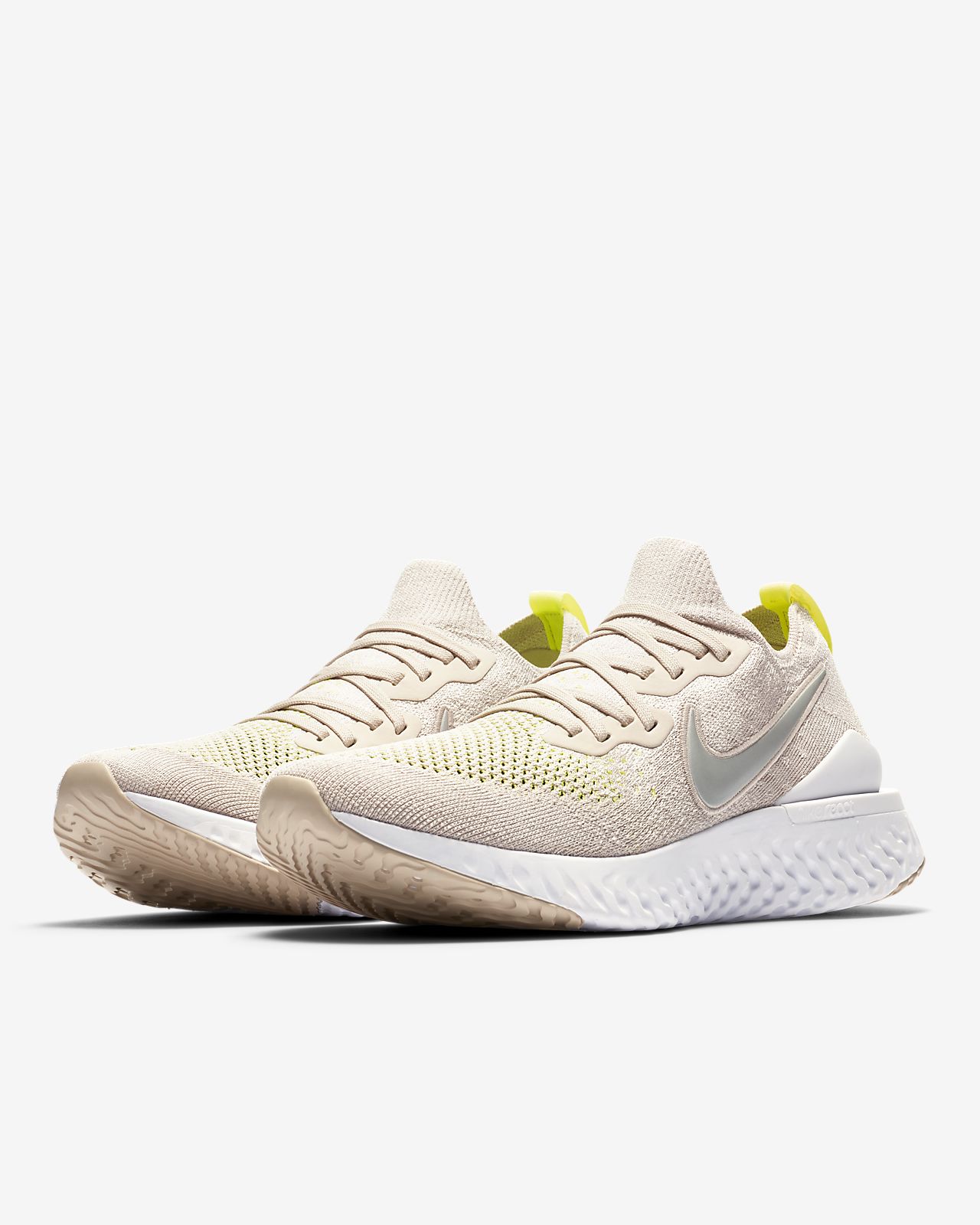 nike running epic react flyknit trainers in khaki