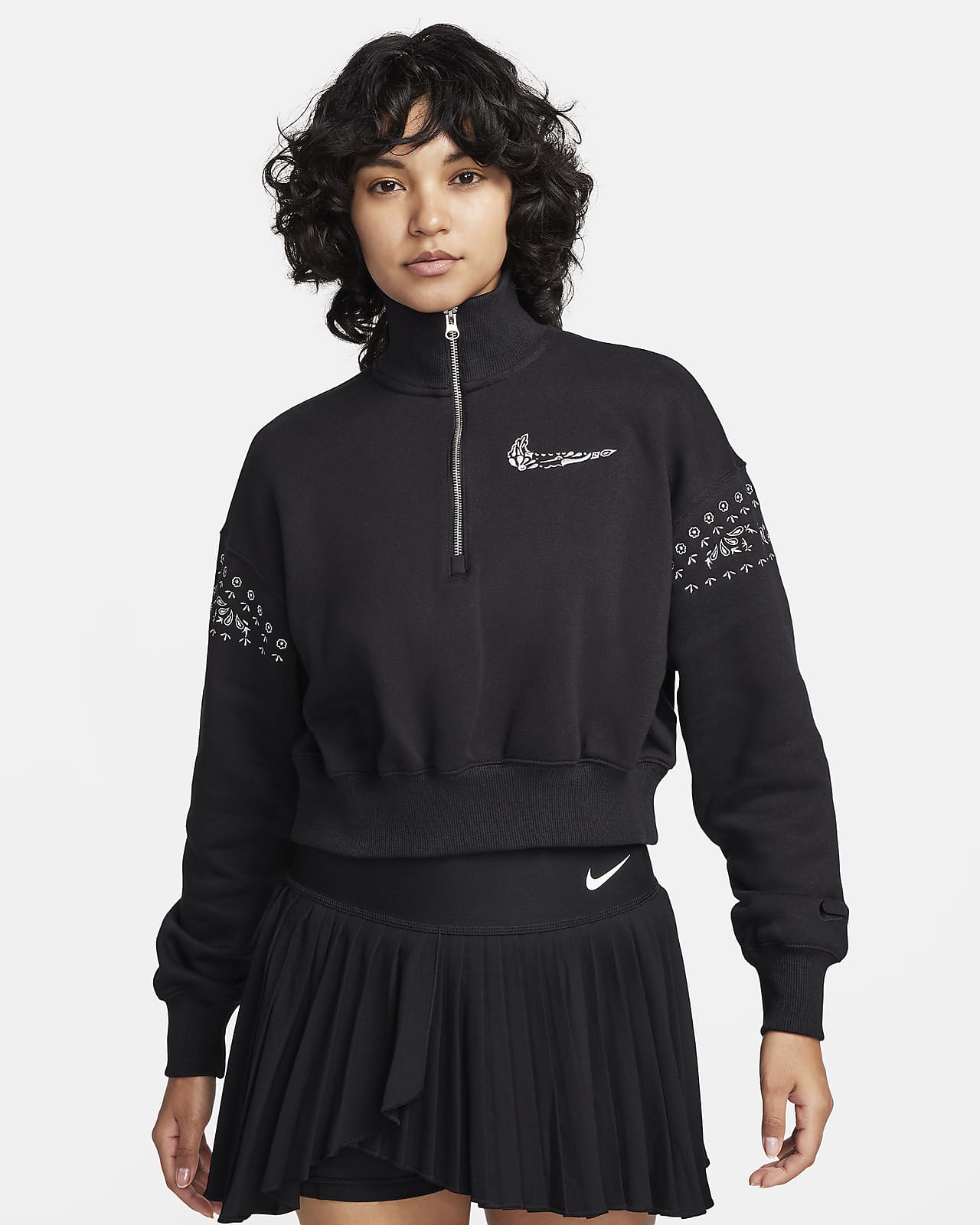 Nike Sportswear 女款 Fleece 半長式拉鍊短版運動衫