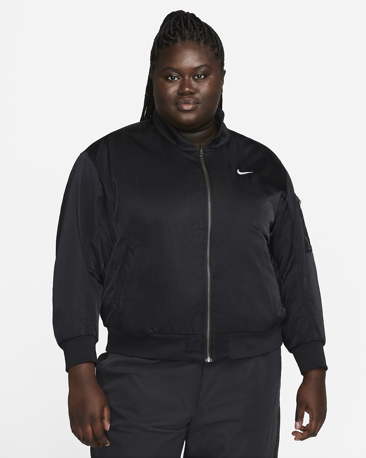 Nike Sportswear vendbar bomberjakke i collegestil til dame (Plus Size)