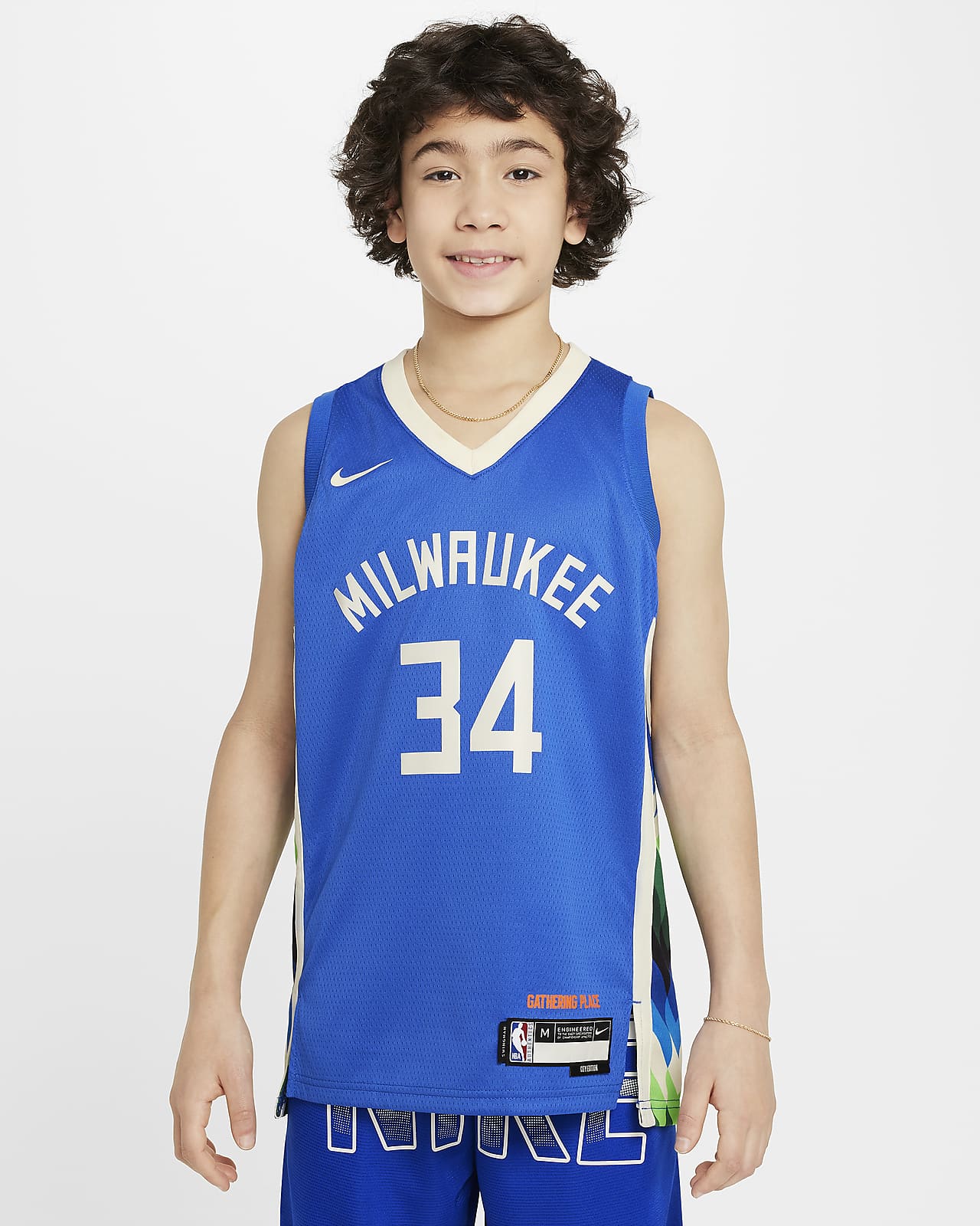 Giannis Antetokounmpo Milwaukee Bucks City Edition Nike Swingman NBA-jersey met Dri-FIT voor kids