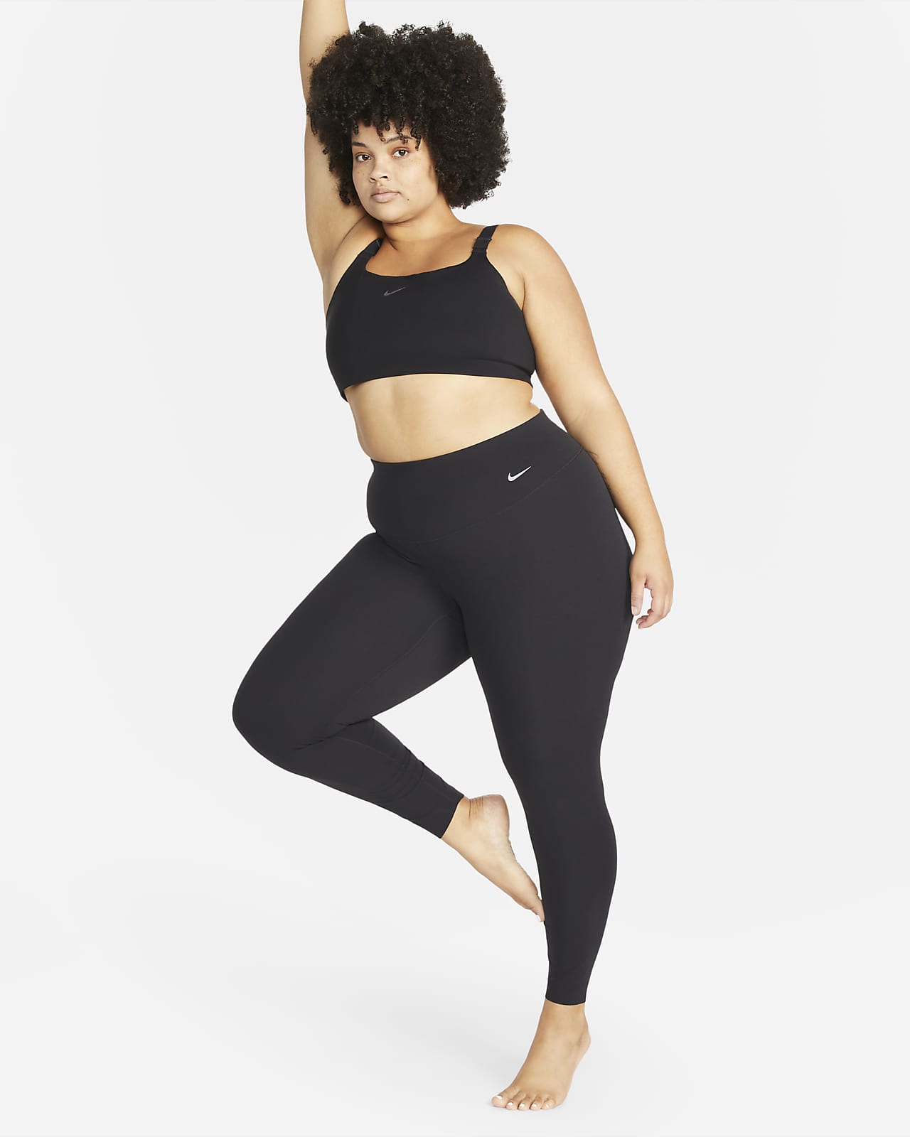 Nike Zenvy-leggings i fuld længde (plus size) med let støtte og høj talje til kvinder