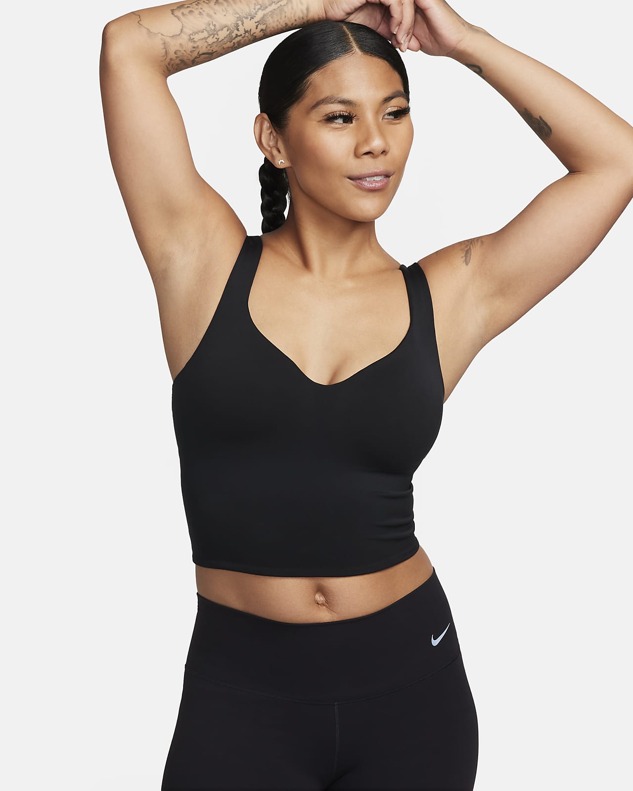 Damska koszulka sportowa bez rękawów z wbudowanym stanikiem z wyściełanymi miseczkami zapewniającym średnie wsparcie Nike Alate