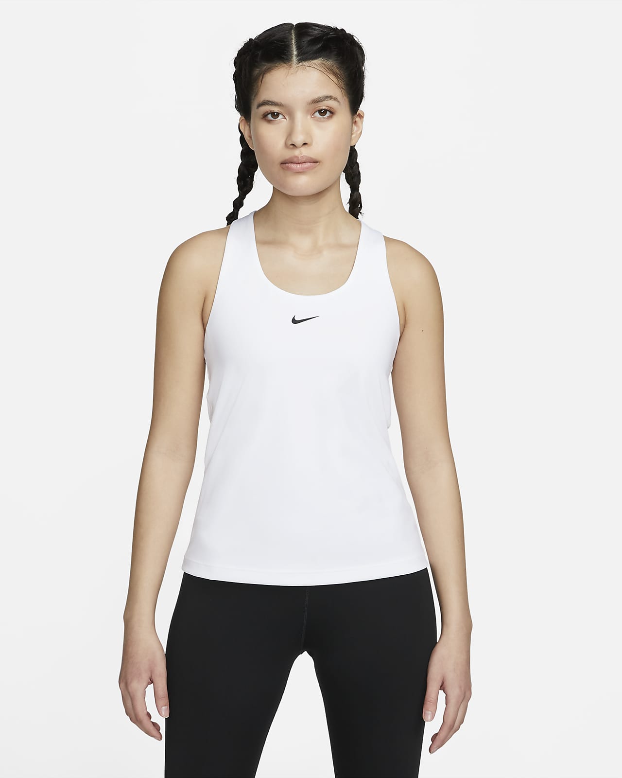เสื้อกล้ามสปอร์ตบราผู้หญิงซัพพอร์ตระดับกลางเสริมฟองน้ำ Nike Swoosh