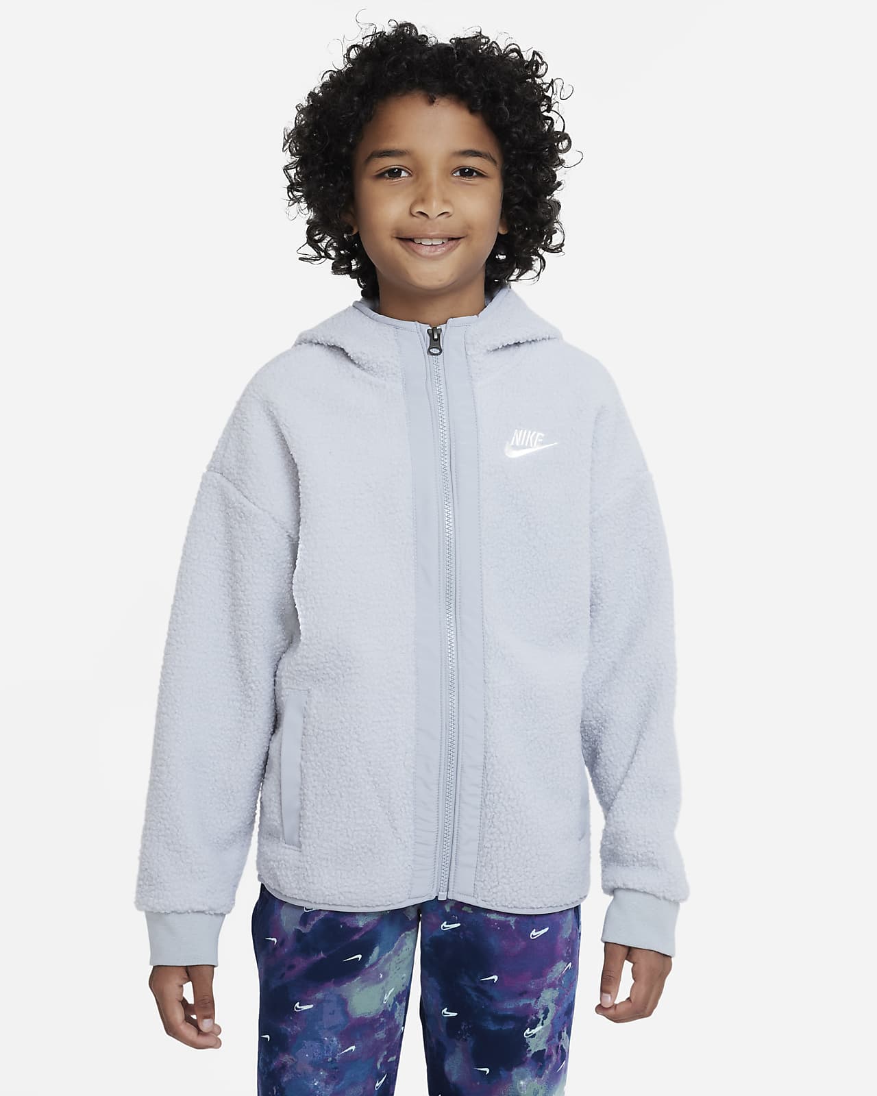 Zimní mikina Nike Sportswear Club Fleece s kapucí a zipem po celé délce pro větší děti (chlapce)