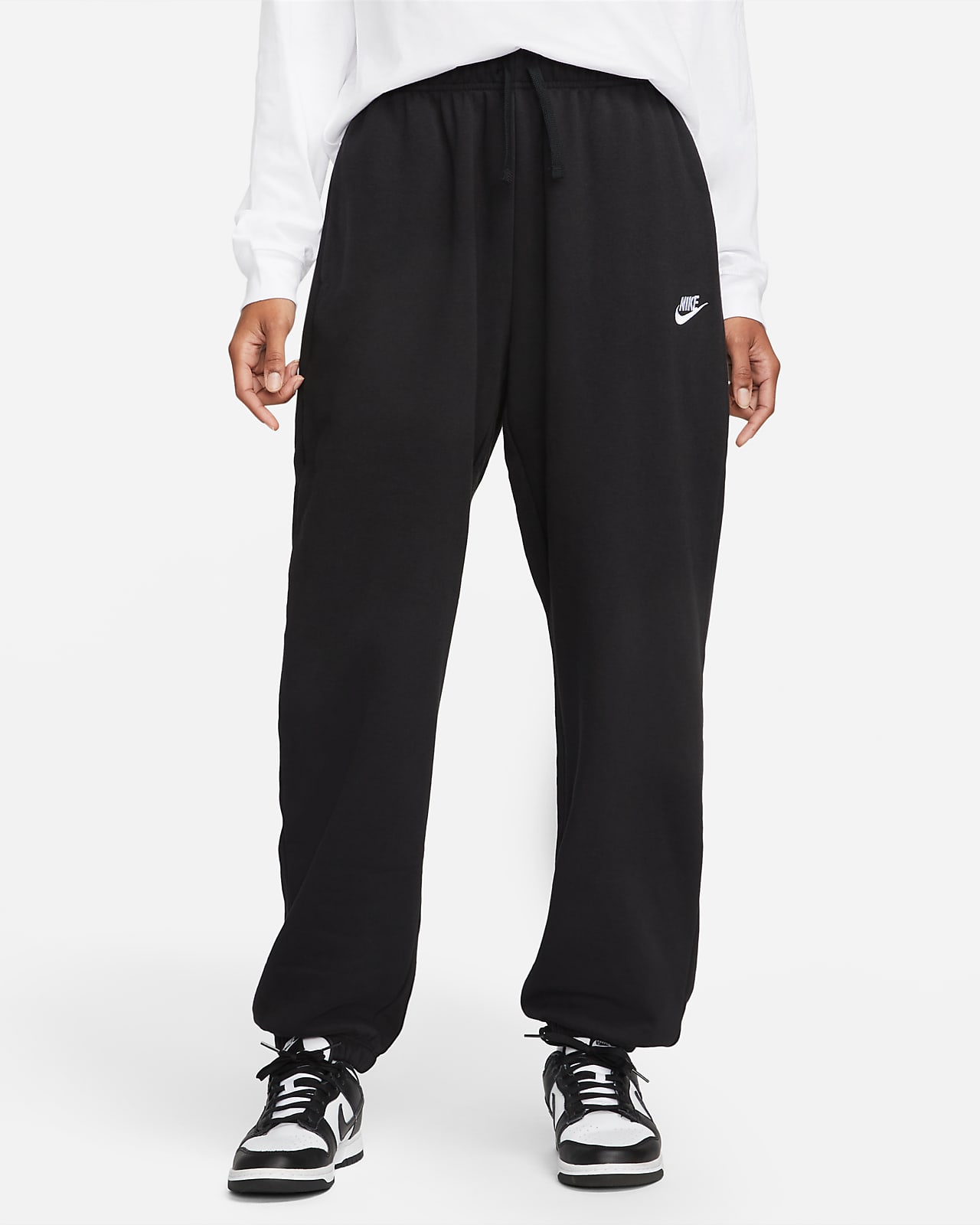 Damskie spodnie dresowe o kroju oversize ze średnim stanem Nike Sportswear Club Fleece