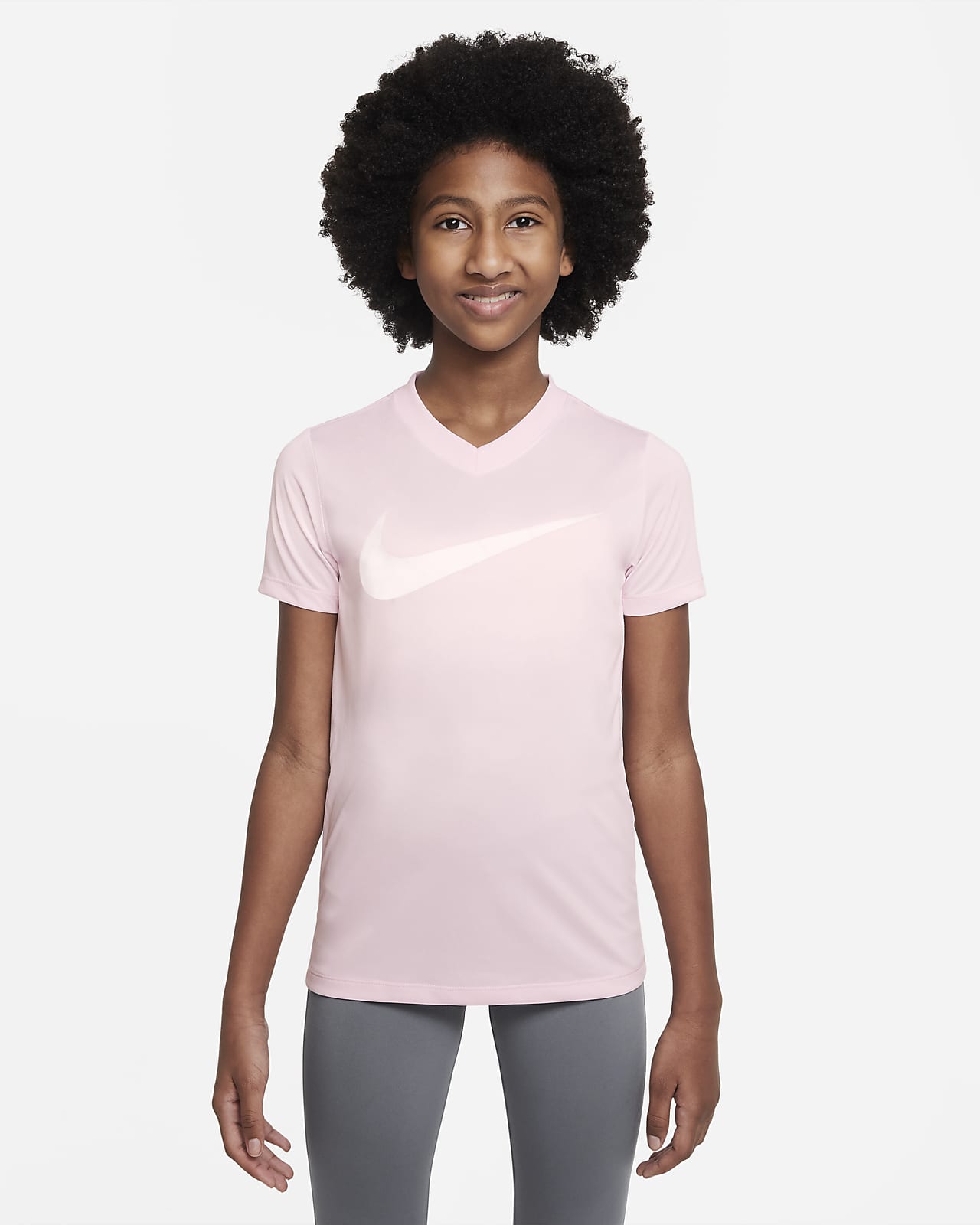 Nike Dri-FIT Legend Older Kids' (Girls') V-Neck Training T-Shirt. Nike HR