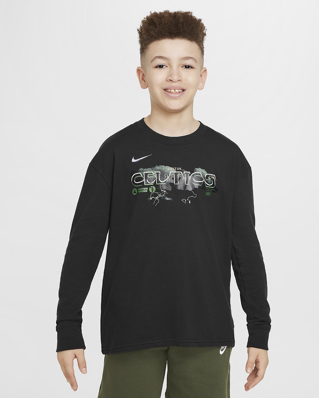 Boston Celtics Essential Nike Max90 NBA-shirt met lange mouwen voor jongens