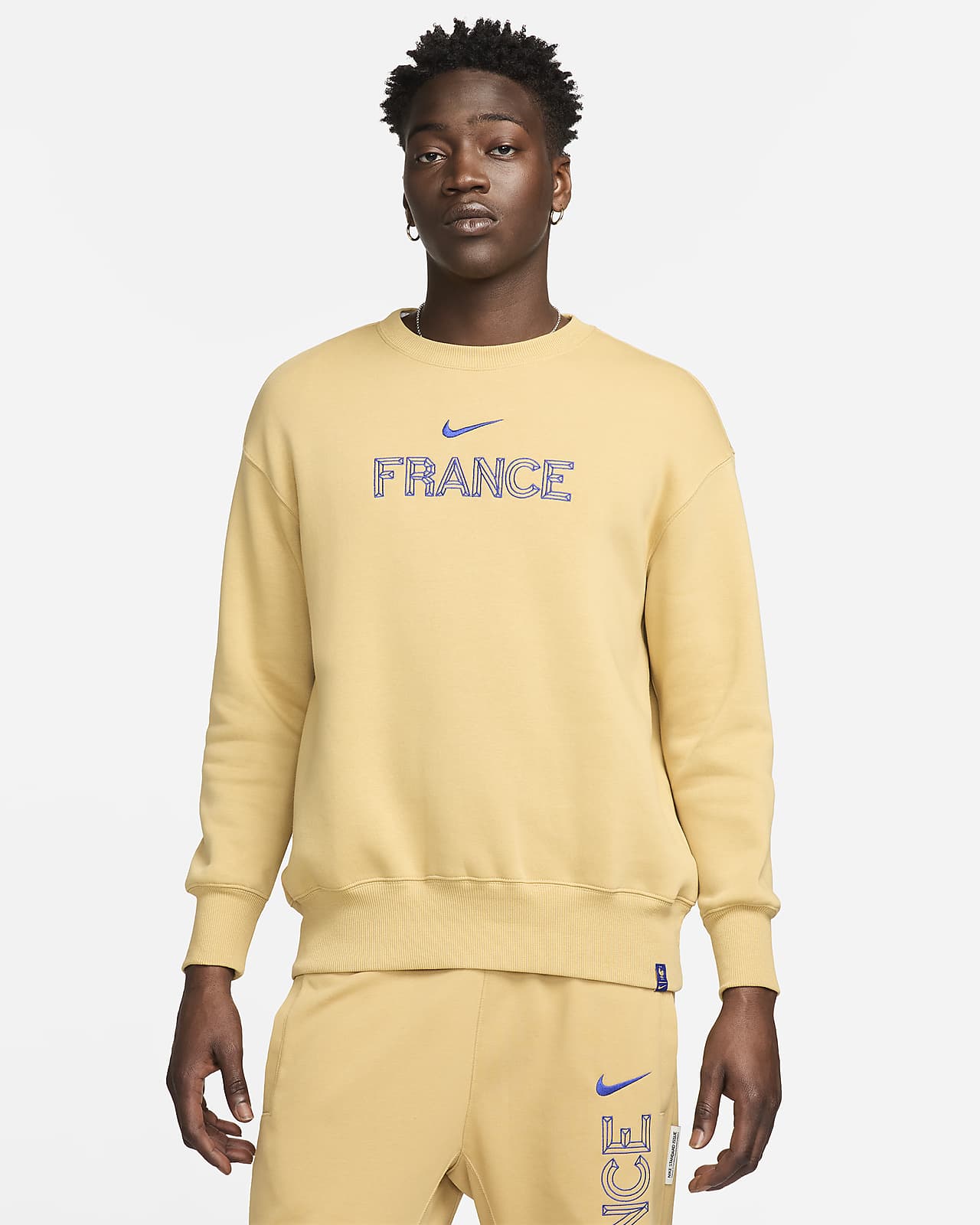 Γυναικείο ποδοσφαιρικό φούτερ σε φαρδιά γραμμή με λαιμόκοψη crew Nike Γαλλία Phoenix Fleece