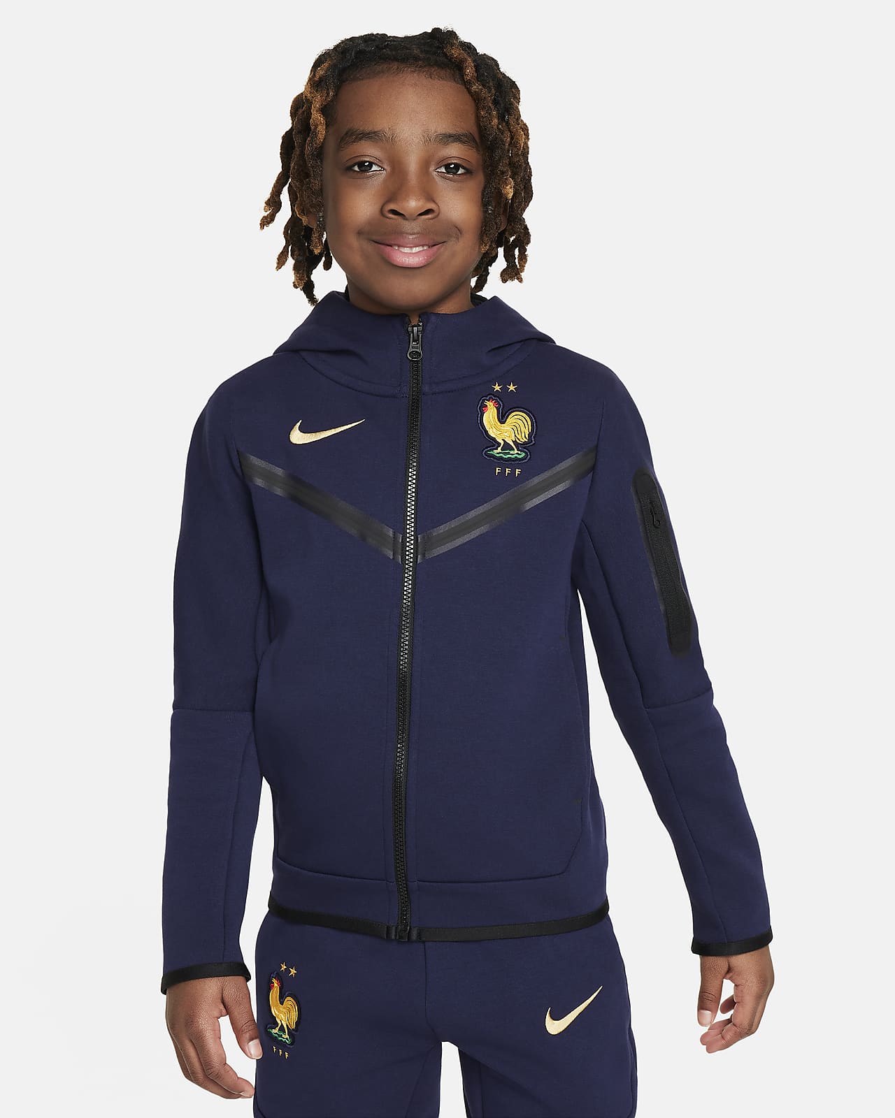 Mikina Nike Football FFF Tech Fleece s kapucí a zipem po celé délce pro větší děti (chlapce)