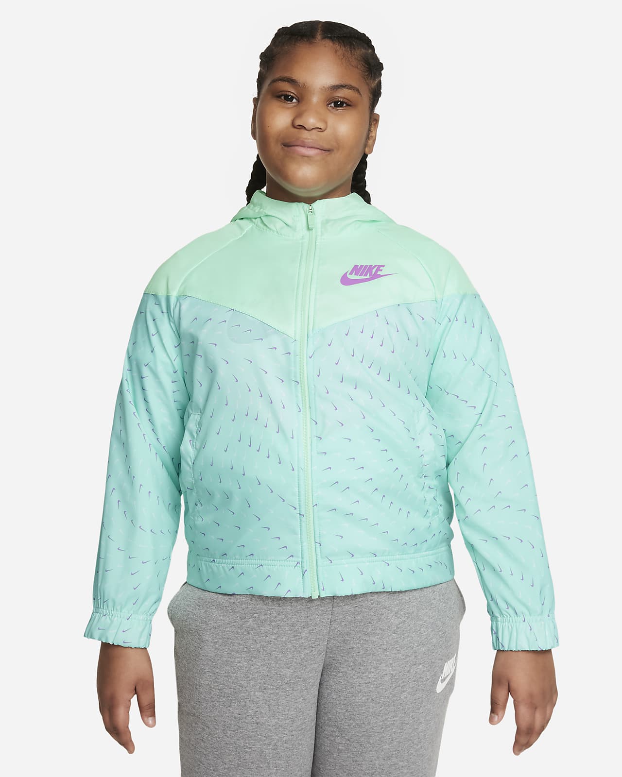 Nike Sportswear Windrunner Big Kids' (Girls') Full-Zip Jacket (Extended Size)