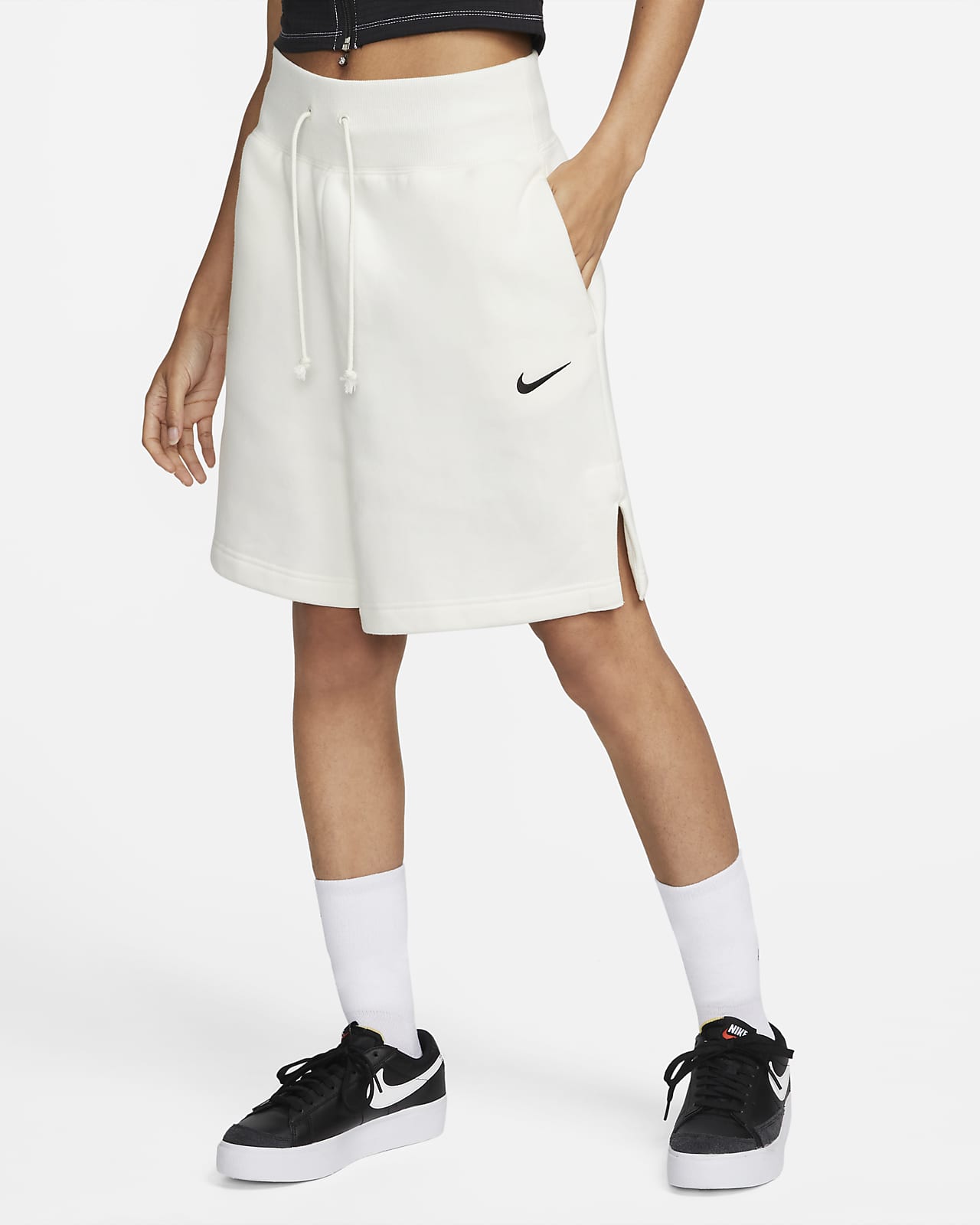 Damskie spodenki z wysokim stanem o luźnym kroju Nike Sportswear Phoenix Fleece