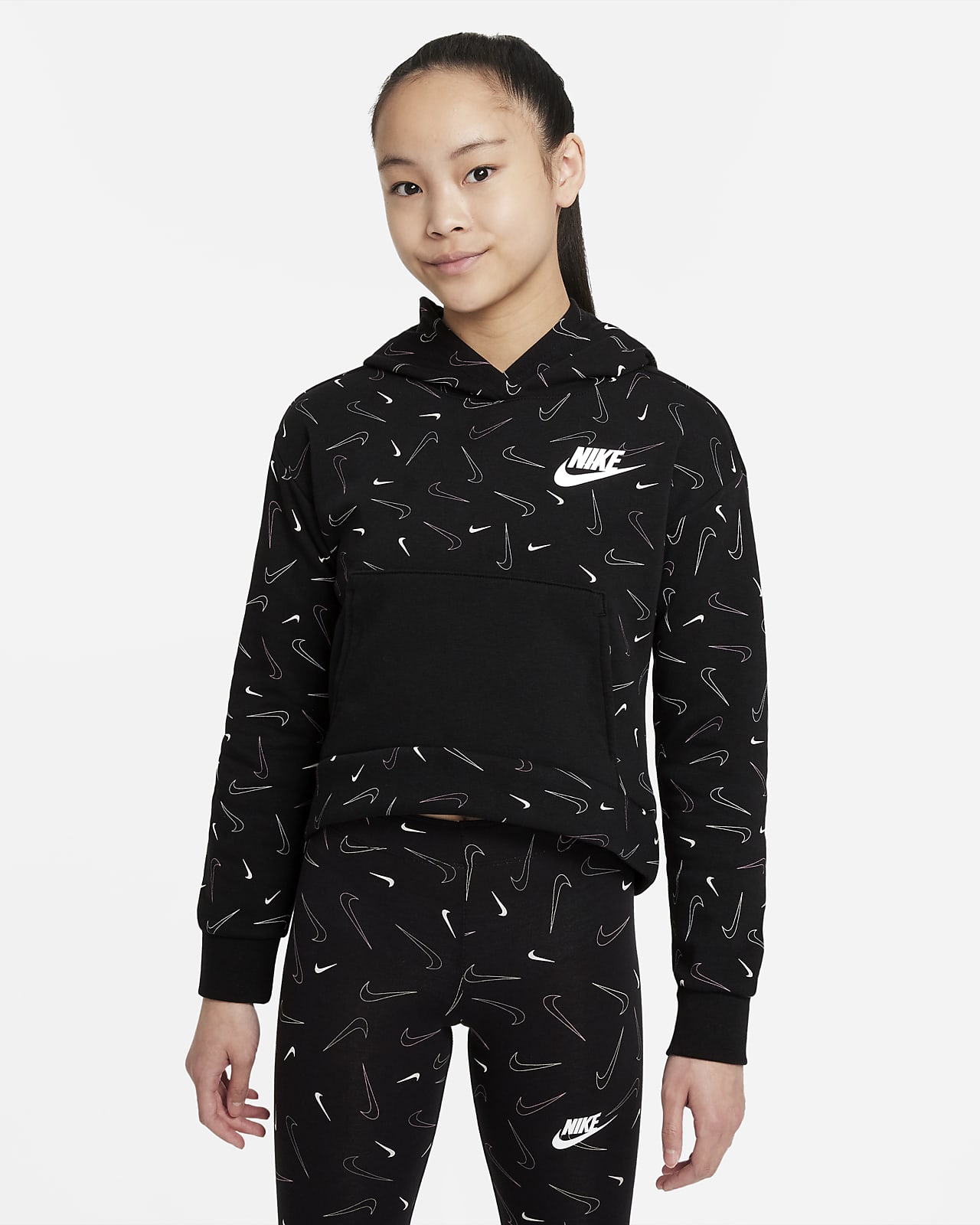 Nike Sportswear Older Kids' (Girls') Printed Fleece Hoodie
