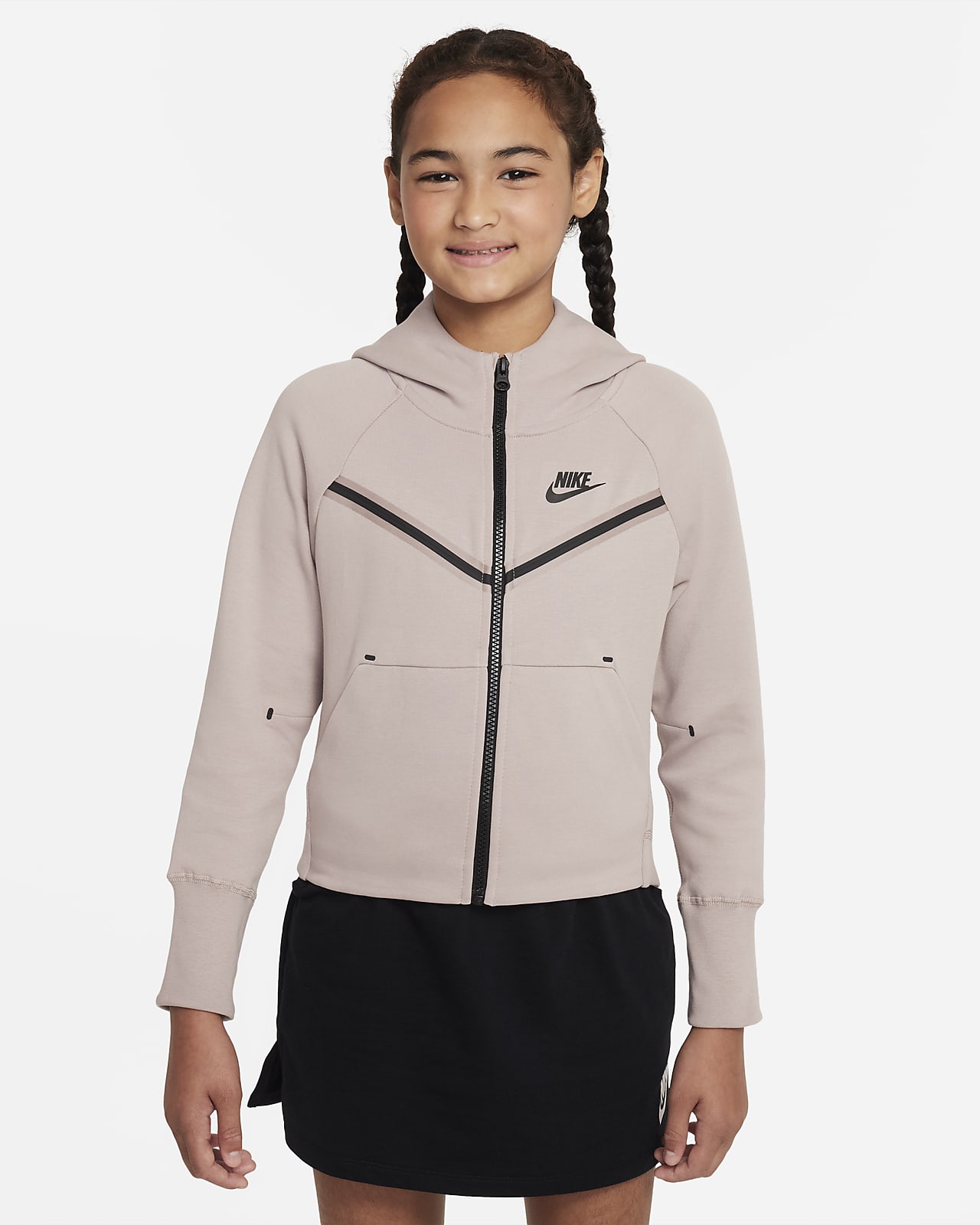 Huvtröja med hel dragkedja Nike Sportswear Tech Fleece för ungdom (tjejer)