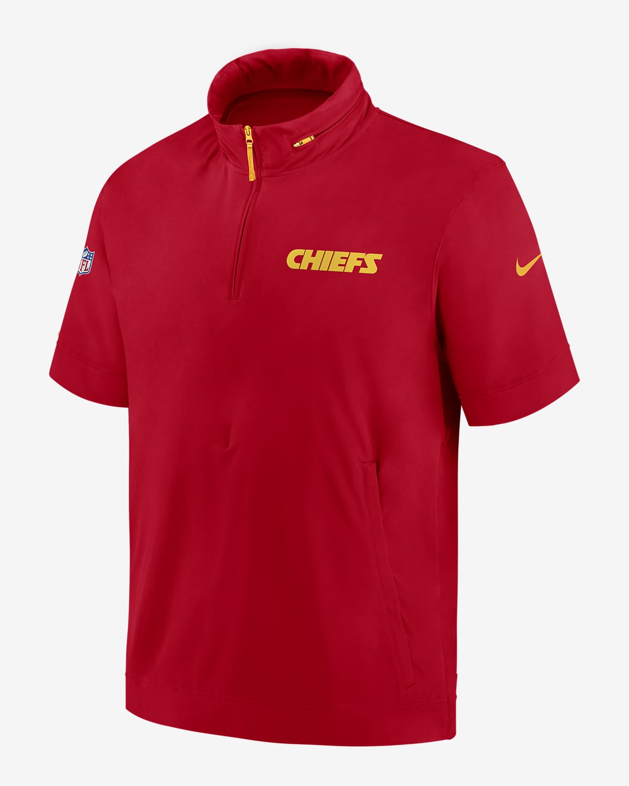 Kansas City Chiefs Sideline Coach Men's Nike NFL 1/2-Zip Short-Sleeve Hooded Jacket