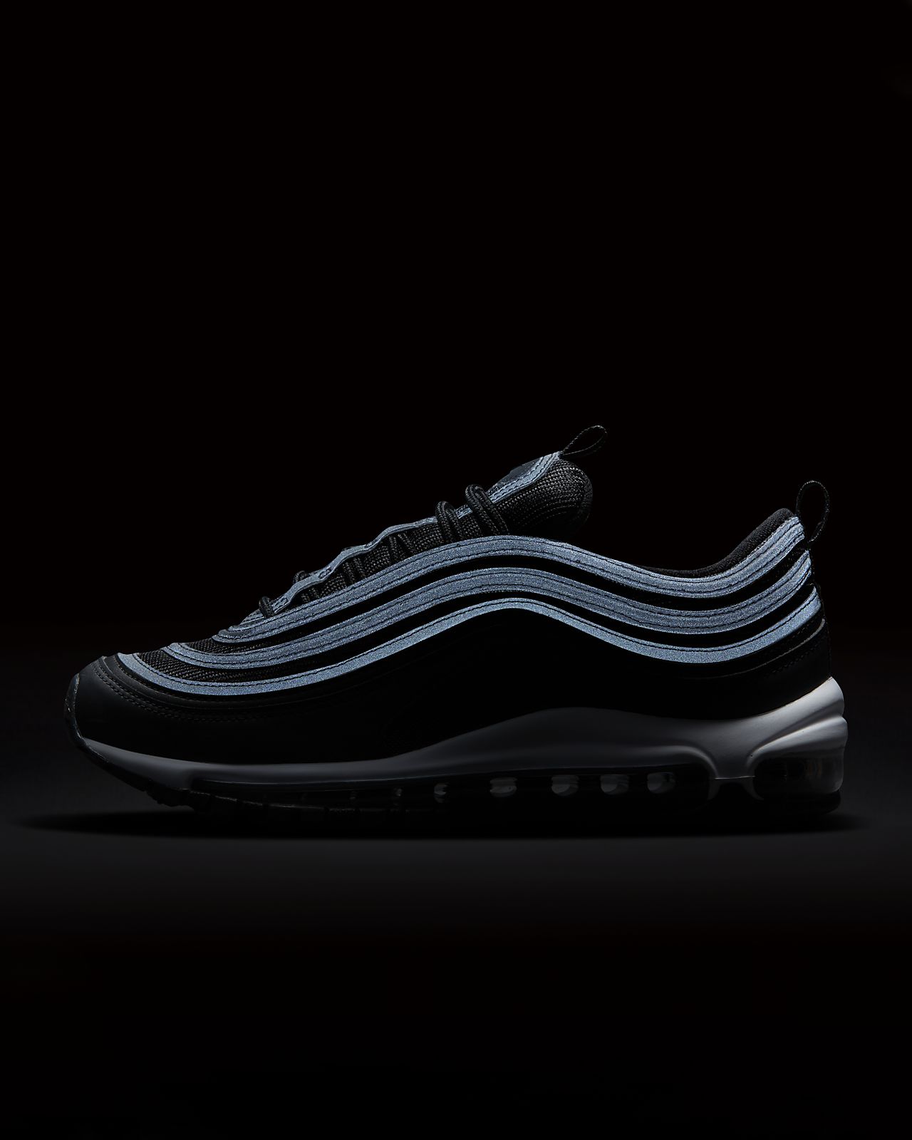 nike black with purple piping air max 97 trainers
