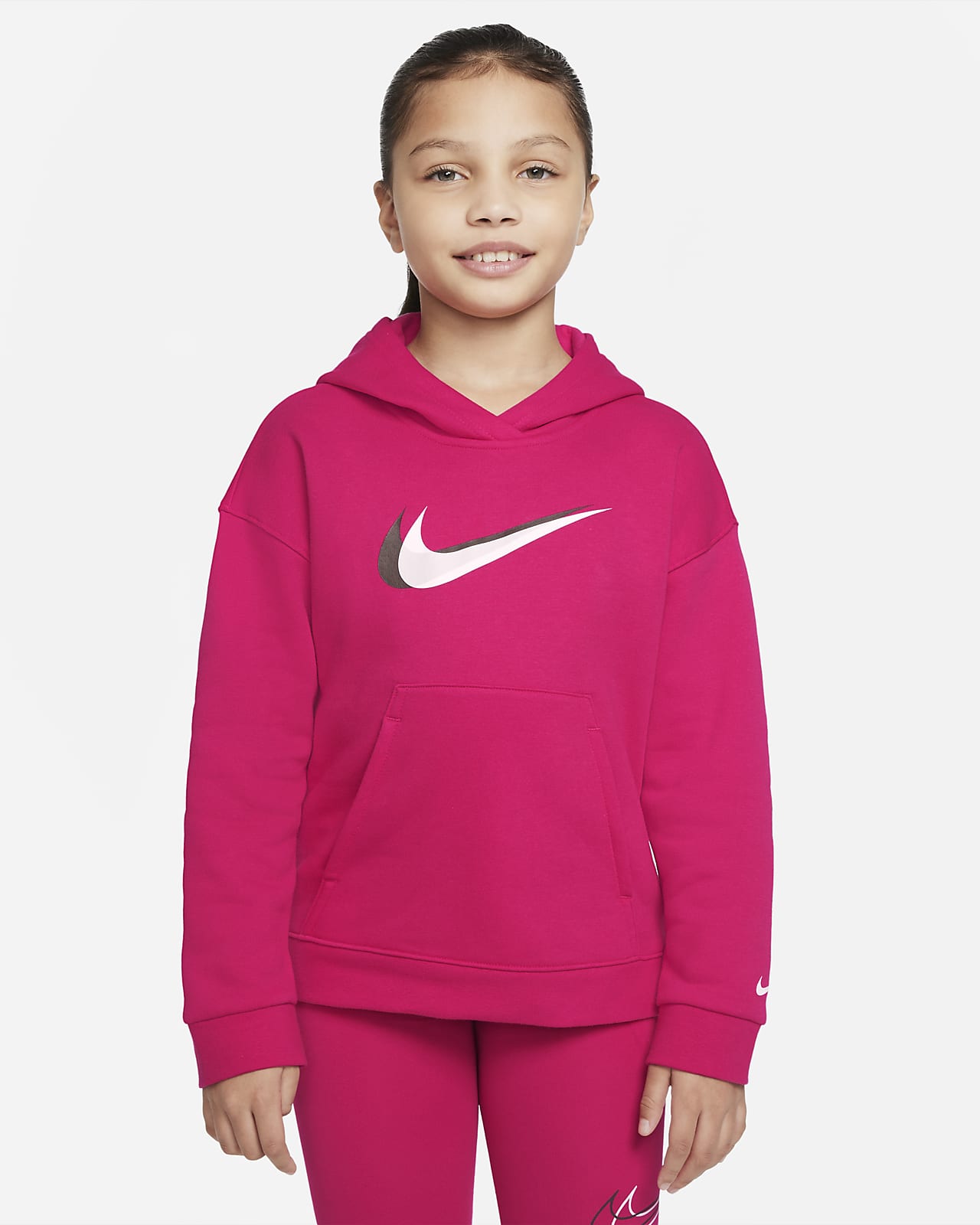 Nike Sportswear Sudadera con capucha y estampado para danza (Talla grande) - Niña
