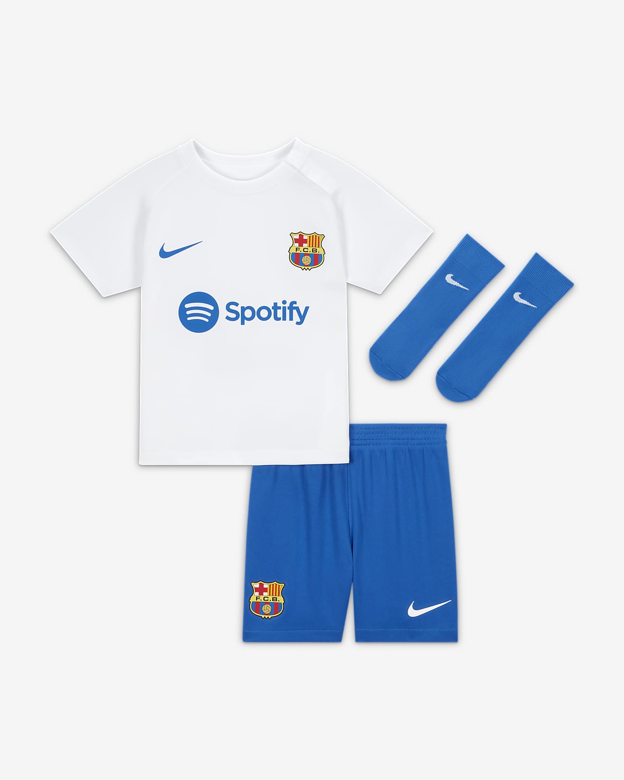 Divisa in 3 pezzi Nike Dri-FIT FC Barcelona 2023/24 per bebè e bimbo/a – Away