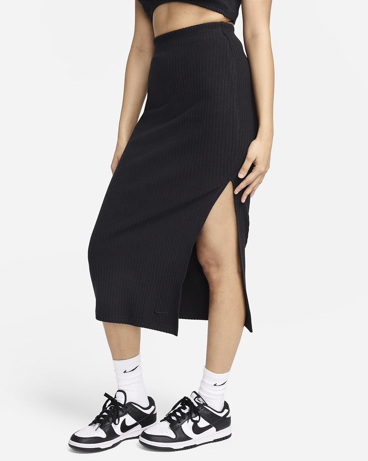Falda midi de tela de canalé slim para mujer Nike Sportswear Chill Knit
