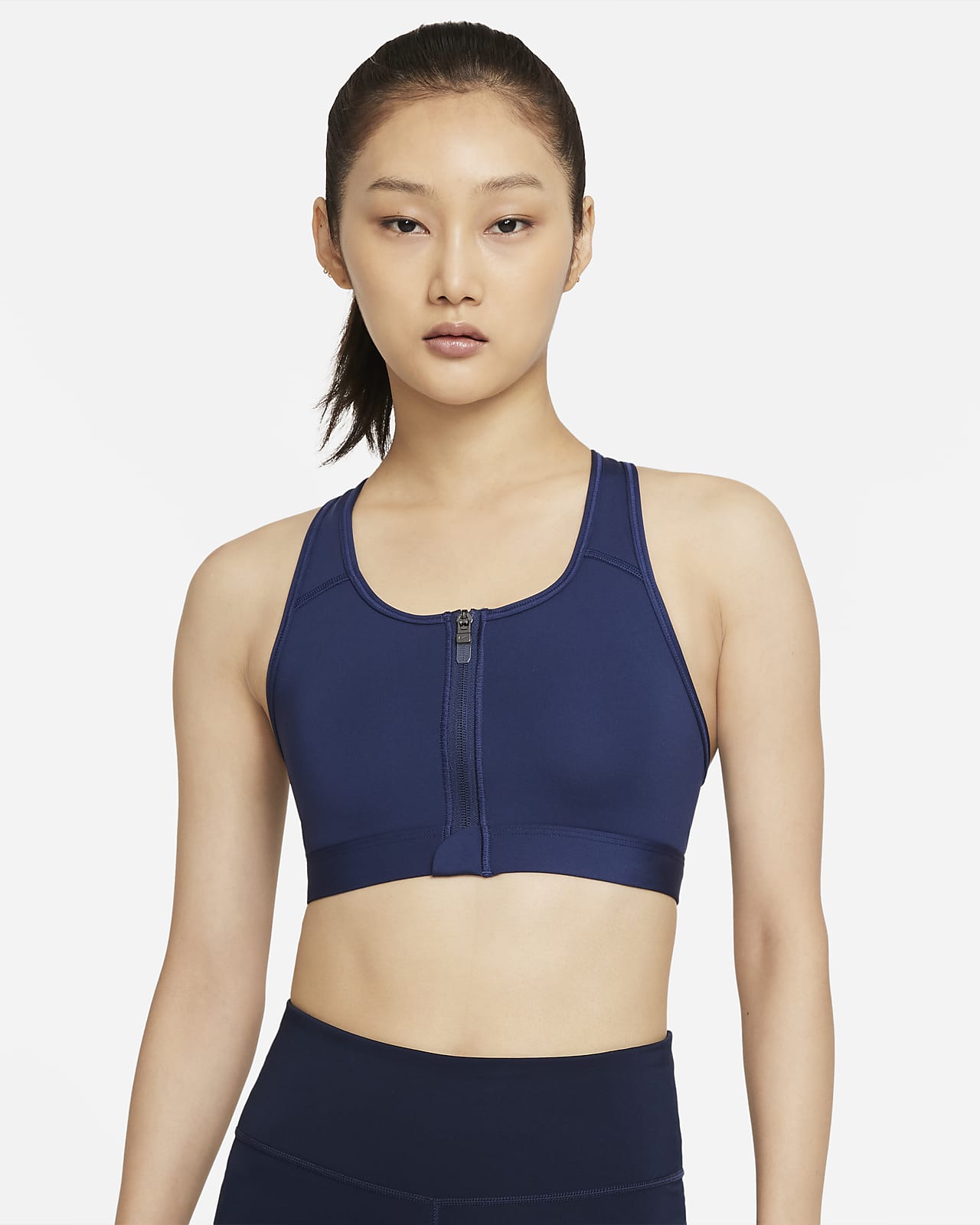 Nike Dri-FIT Swoosh 女款中度支撐型襯墊正面拉鍊運動內衣