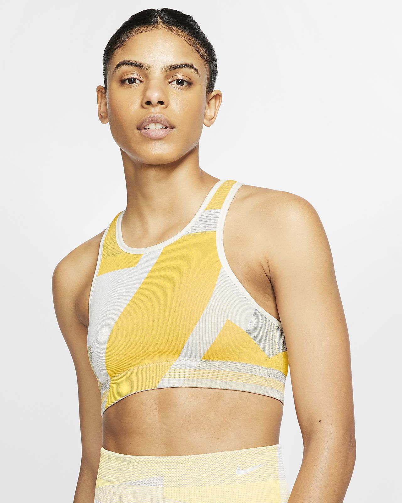 yellow nike sports bra