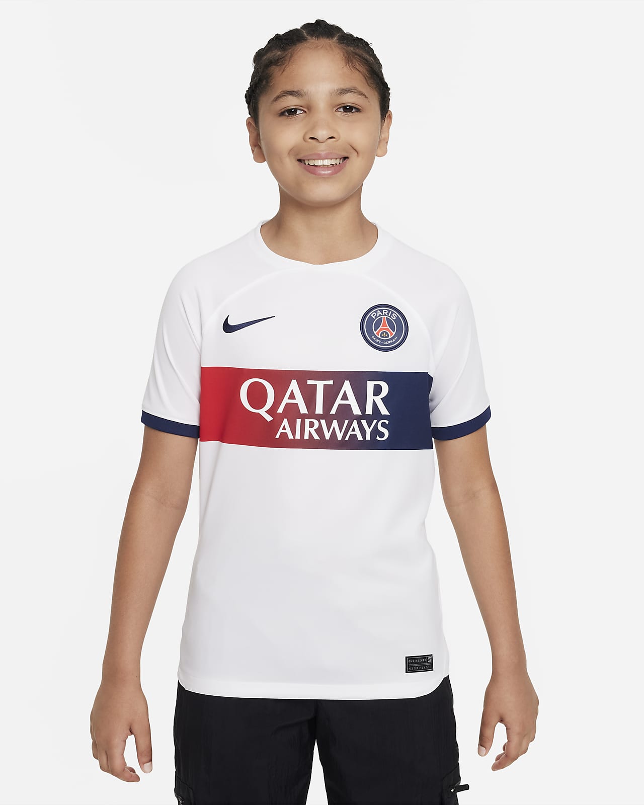 Maglia da calcio Nike Dri-FIT Paris Saint-Germain 2023/24 Stadium per ragazzo/a – Away