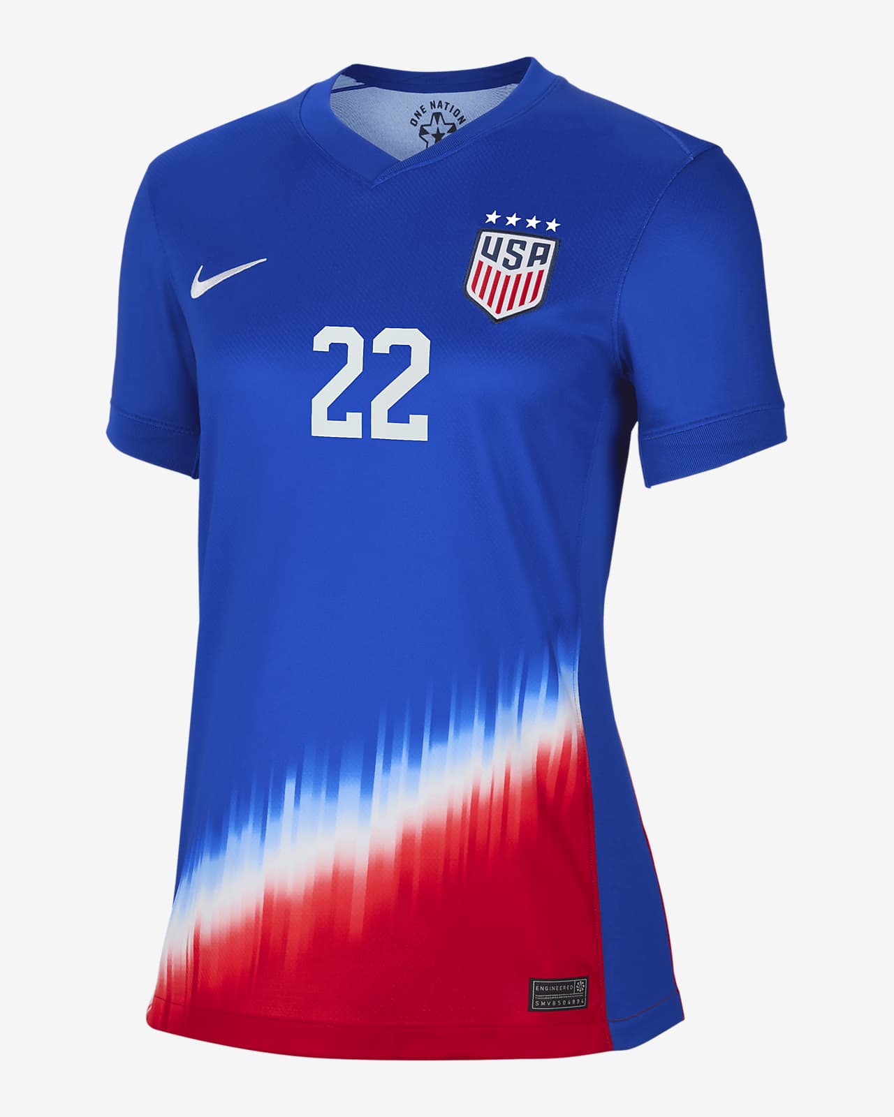 Jersey de fútbol Nike Dri-FIT de la selección nacional de fútbol femenino de Estados Unidos visitante 2024 Stadium Trinity Rodman para mujer