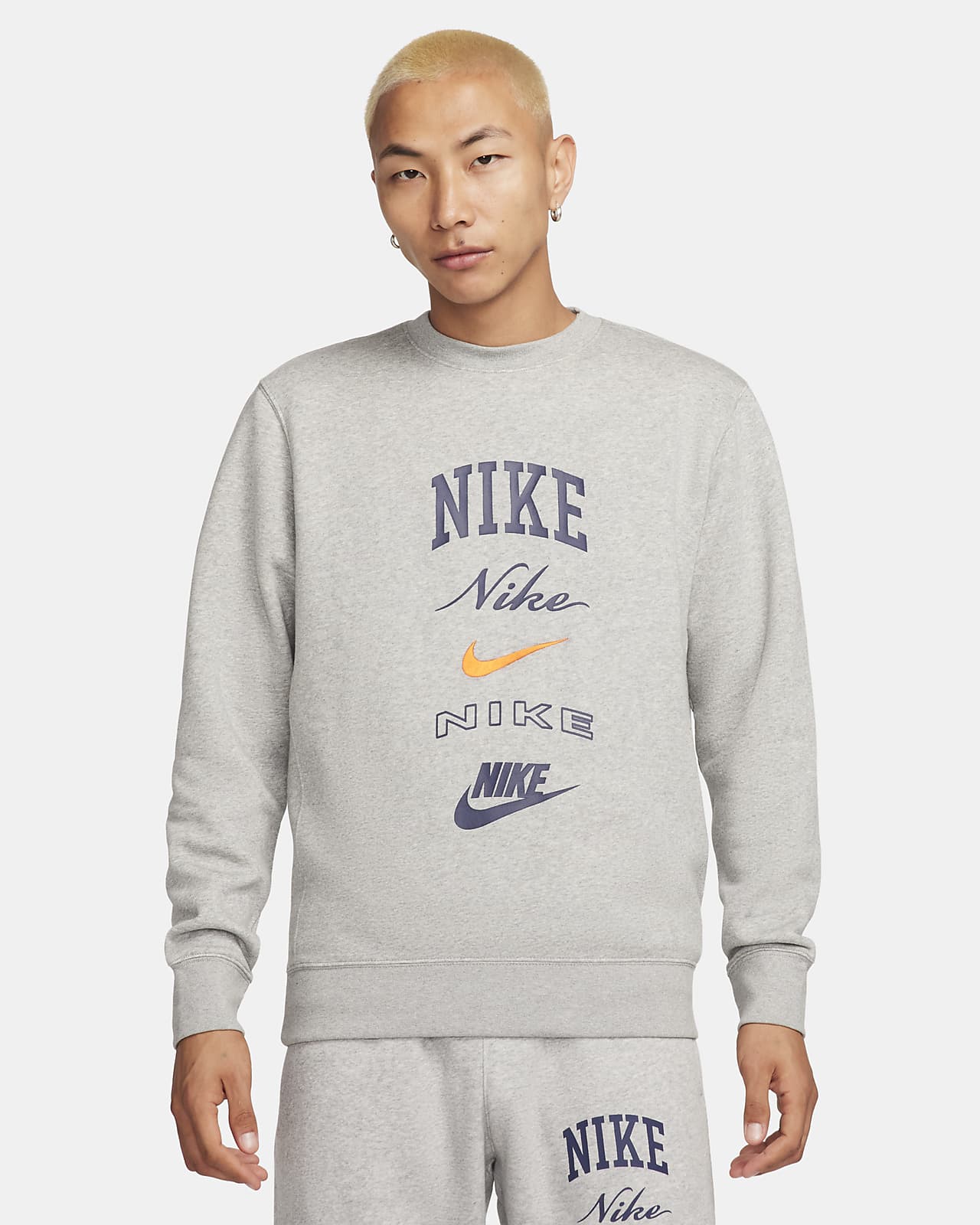 Nike Club Fleece Men's Long-Sleeve Crew-Neck Sweatshirt