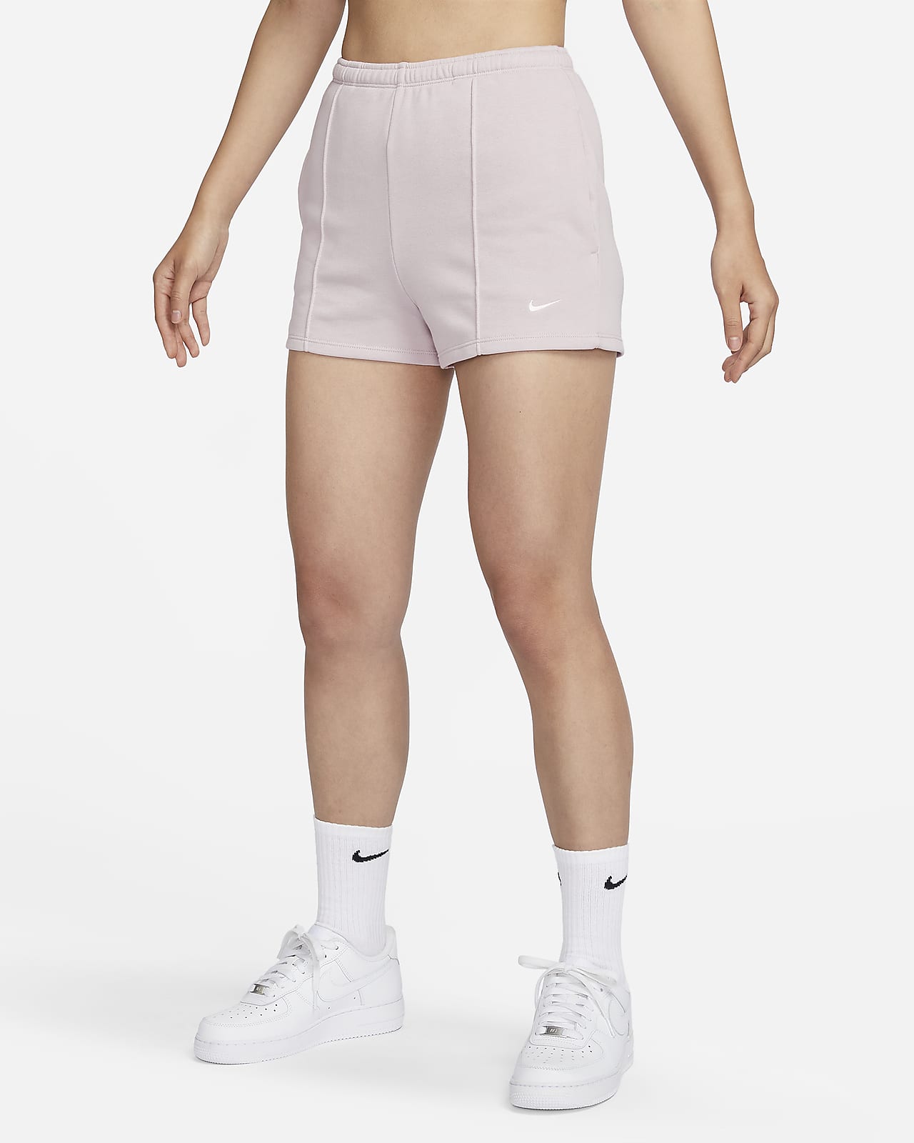 กางเกงขาสั้นผ้าเฟรนช์เทรีทรงเข้ารูปเอวสูง 2 นิ้วผู้หญิง Nike Sportswear Chill Terry