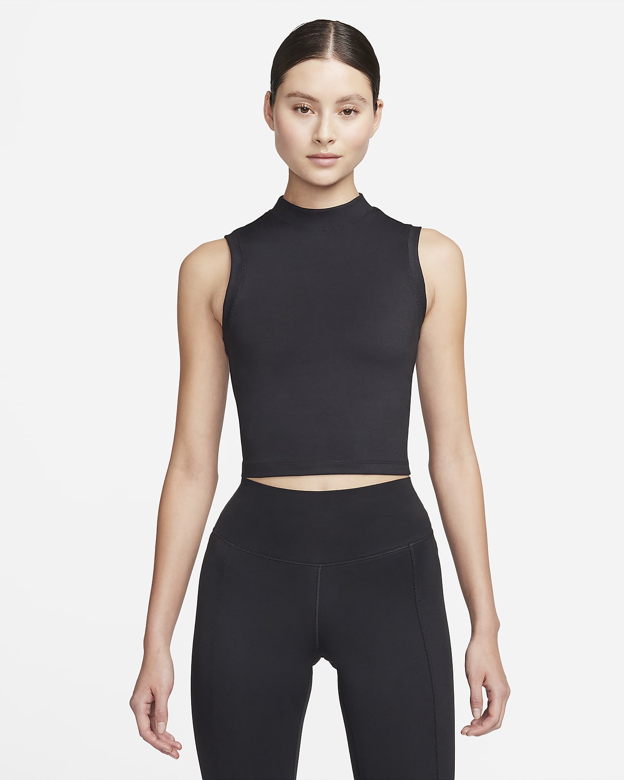 Kort linne Dri-FIT i smal modell med ståkrage för kvinnor
