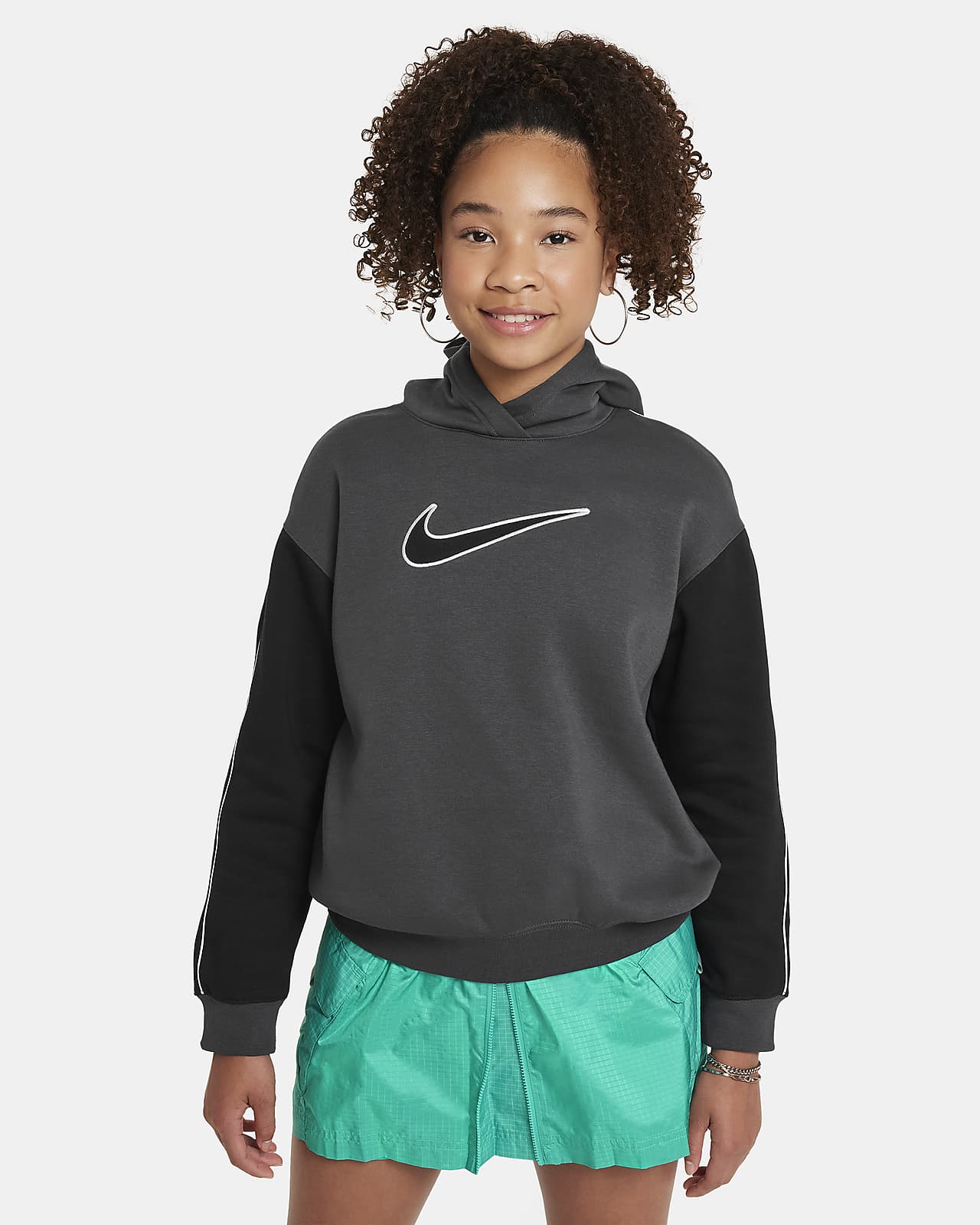 Volná flísová mikina Nike Sportswear s kapucí pro větší děti (dívky)