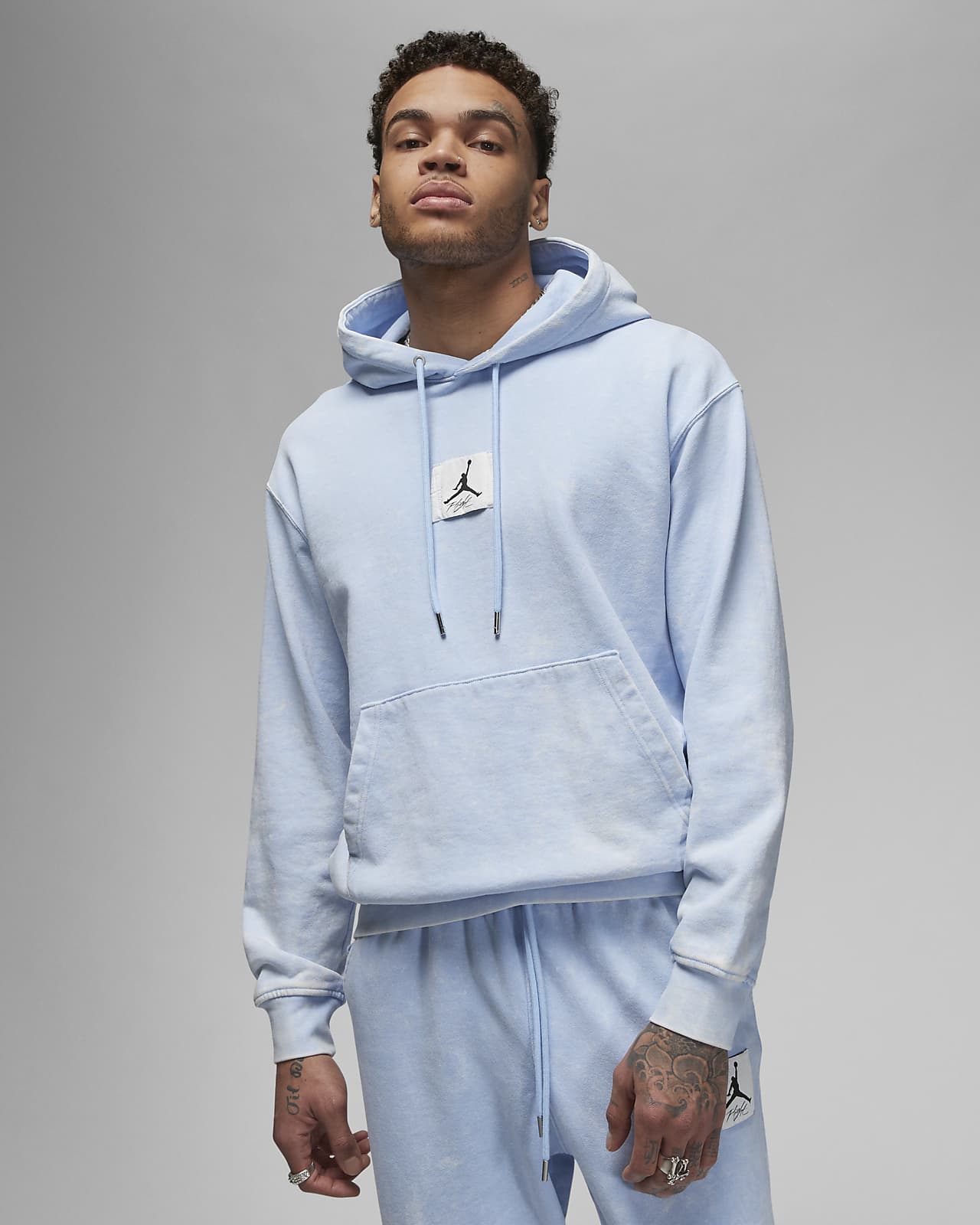 Felpa pullover délavé con cappuccio Jordan Flight Fleece – Uomo