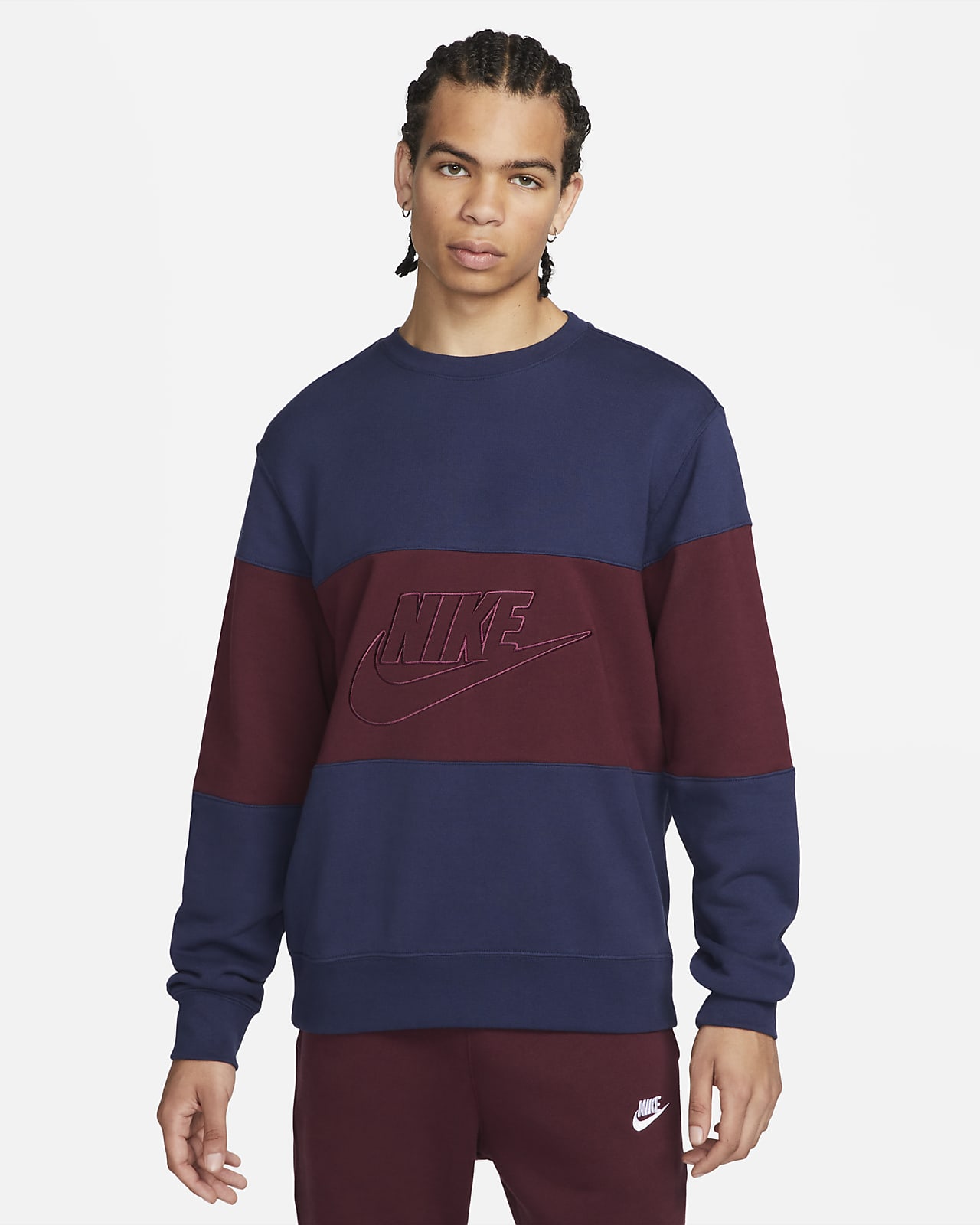 Nike Club Men's French Terry Color-Blocked Crew