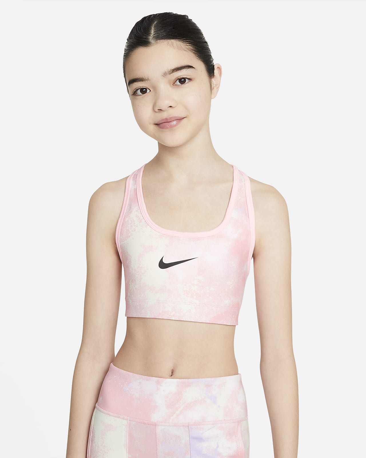Nike Swoosh Wendbarer Sport-BH mit Batik-Print für ältere Kinder (Mädchen)