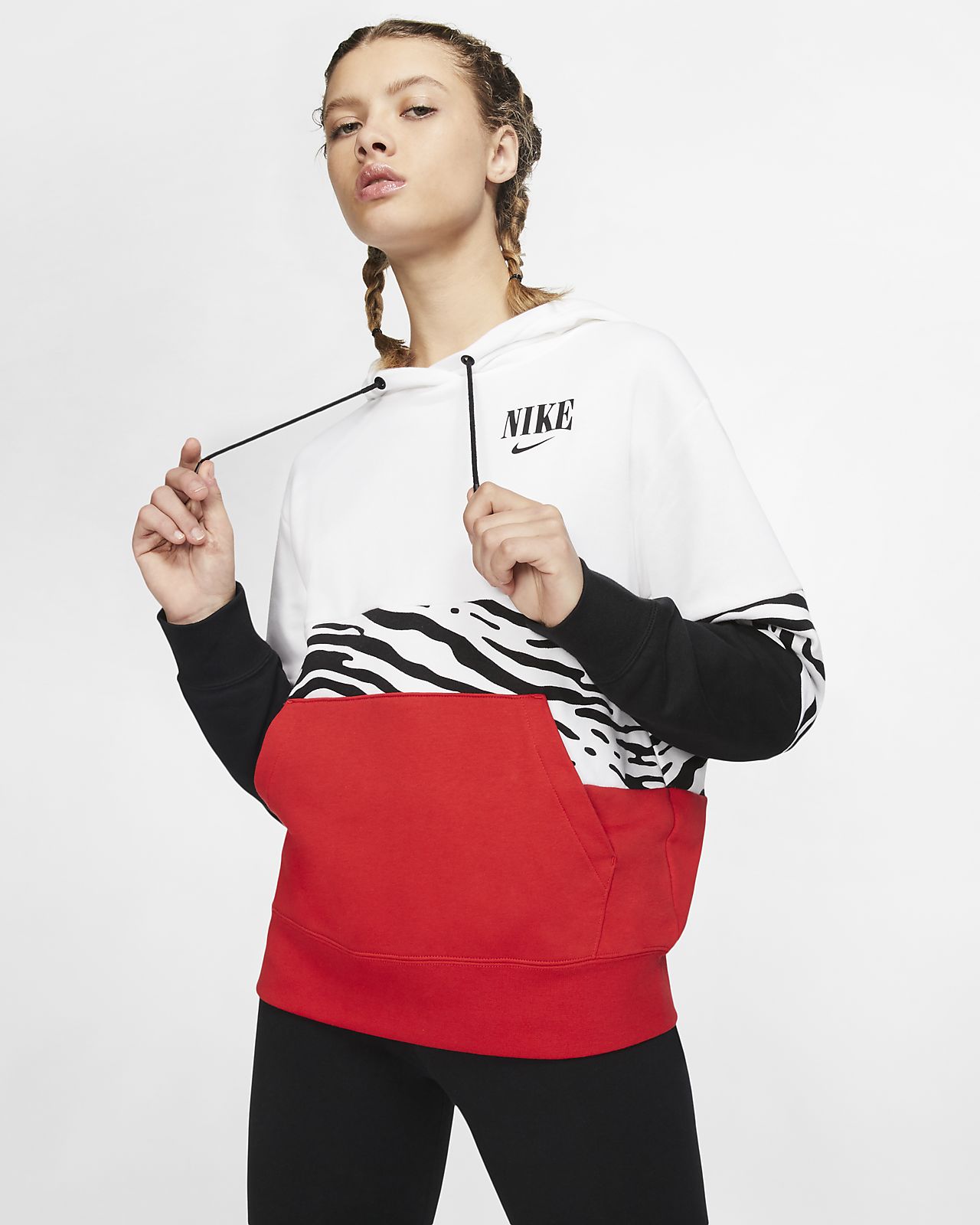 nike red pullover hoodie women's