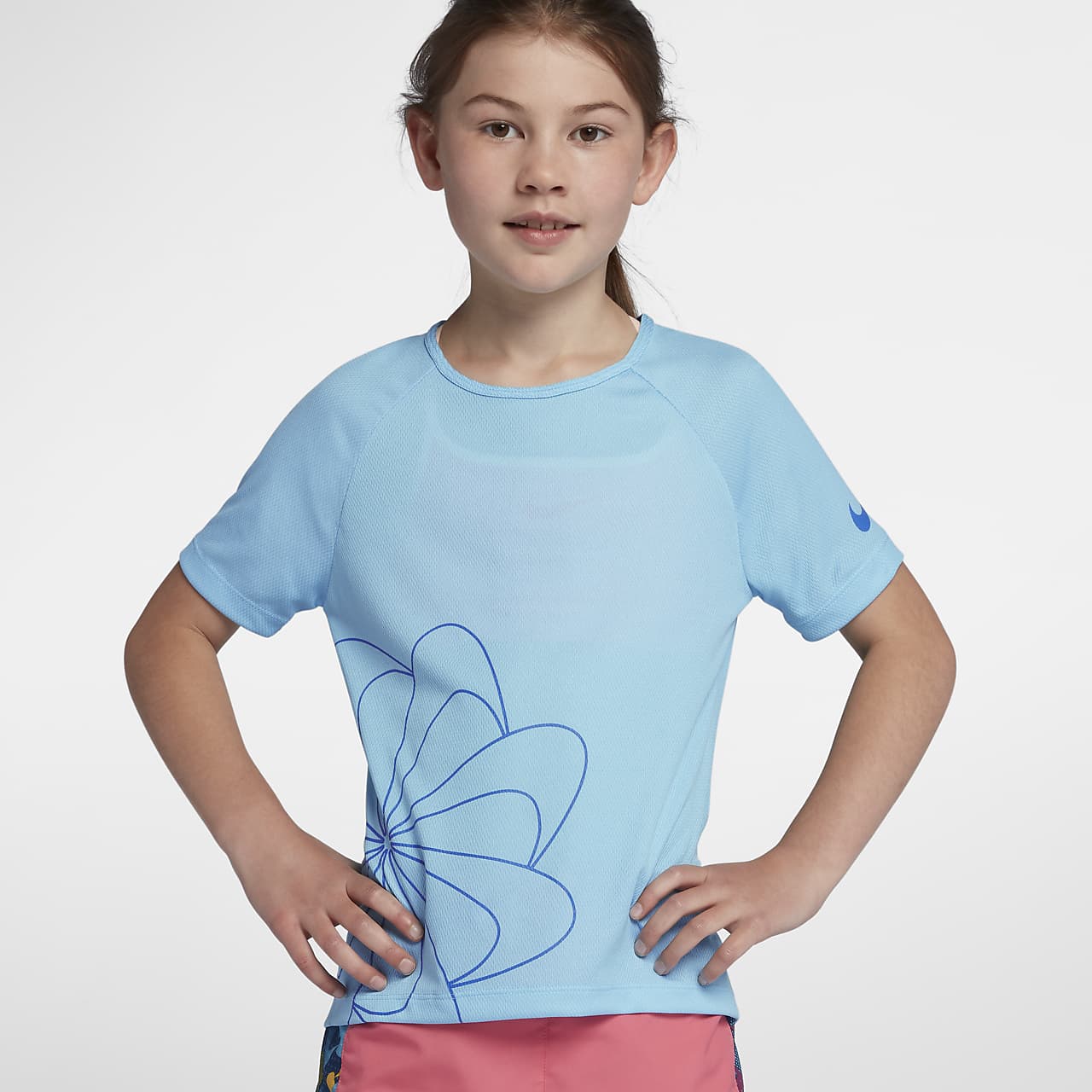 Nike Graphic kortermet løpeoverdel for store barn (jente)