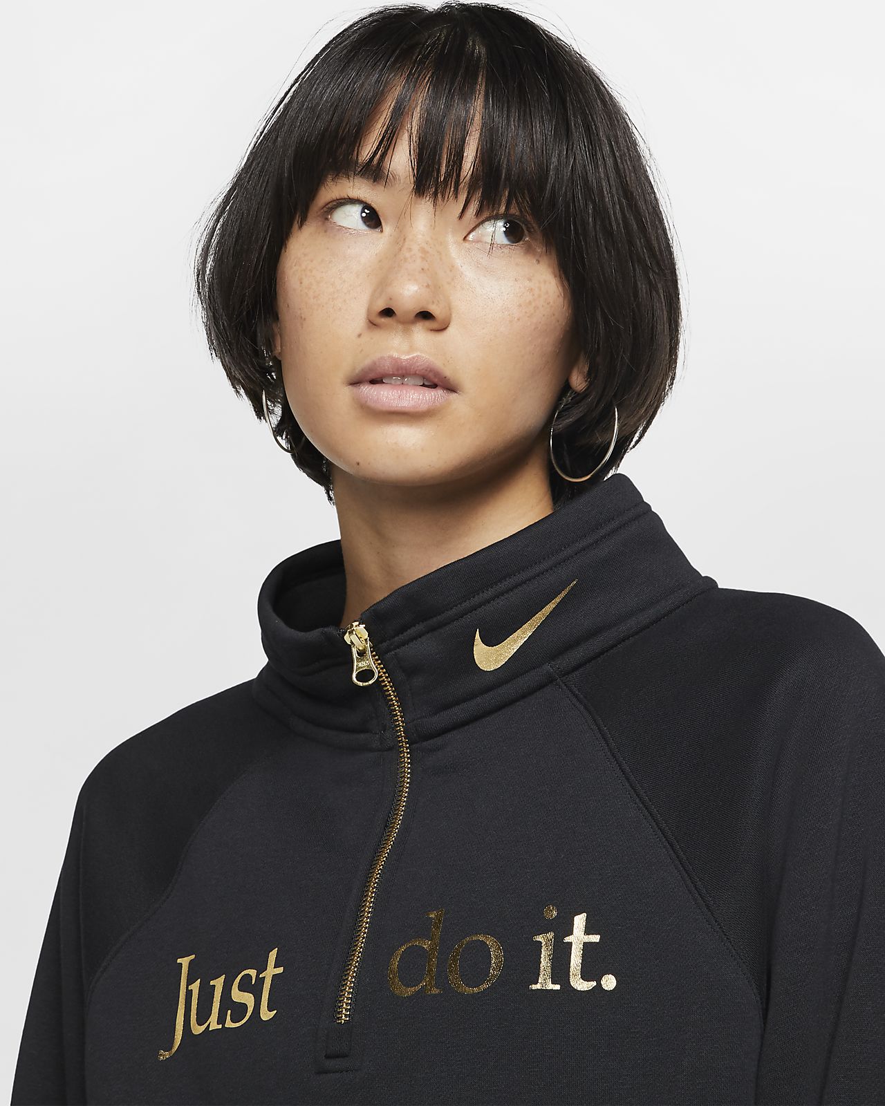 nike women's funnel neck hoodie black