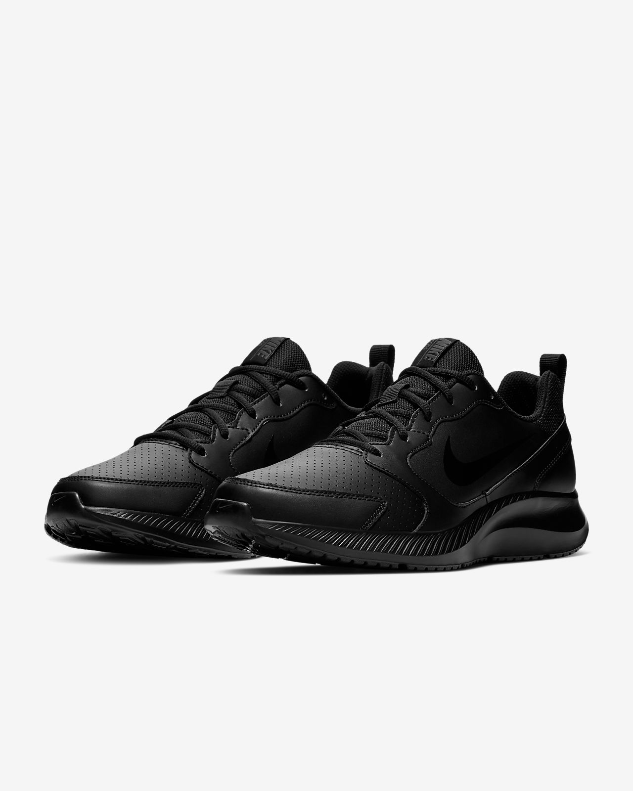 mens black leather running shoes