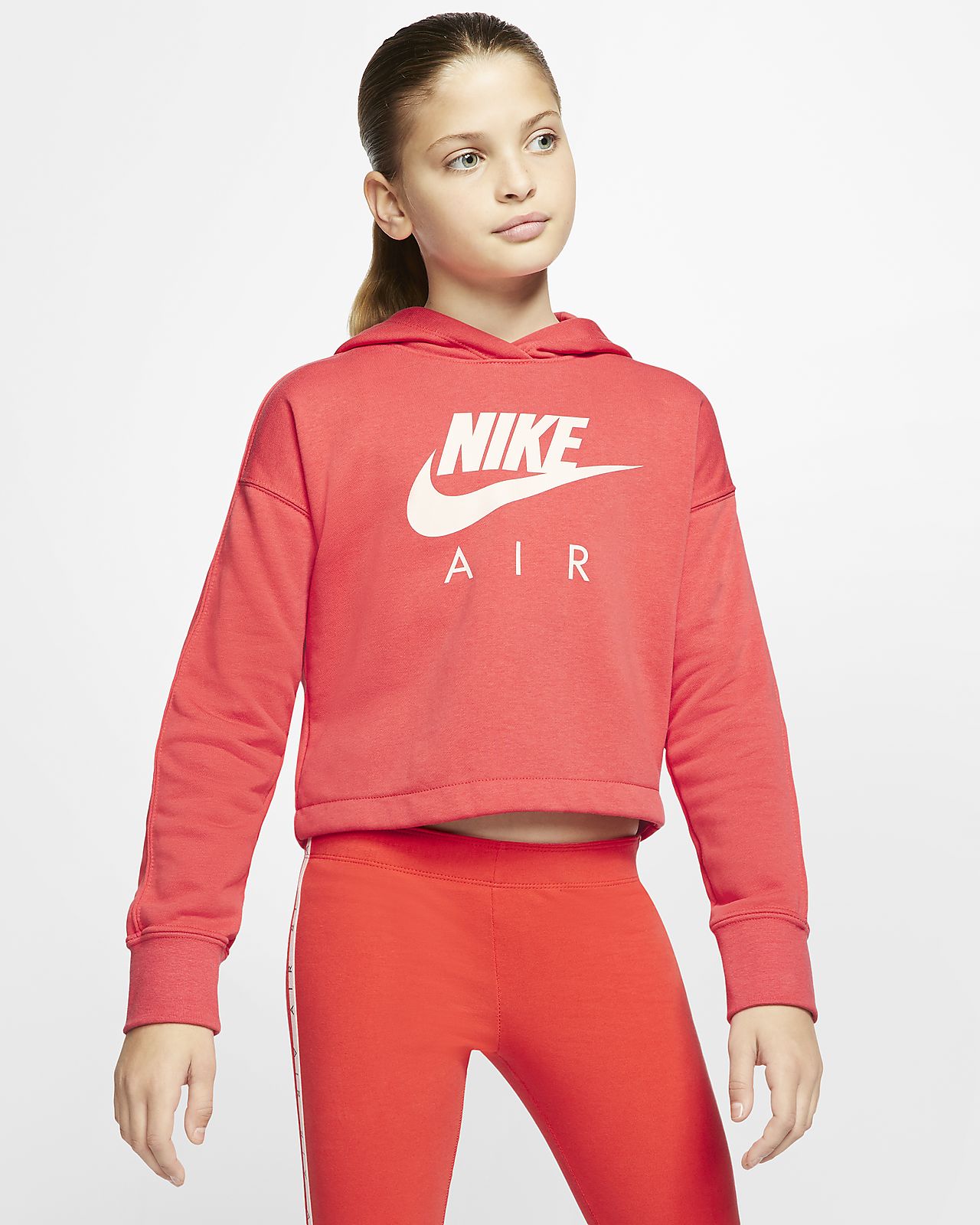 red nike cropped hoodie