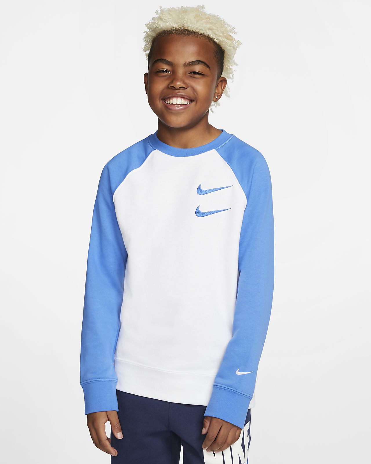 nike crew neck blue