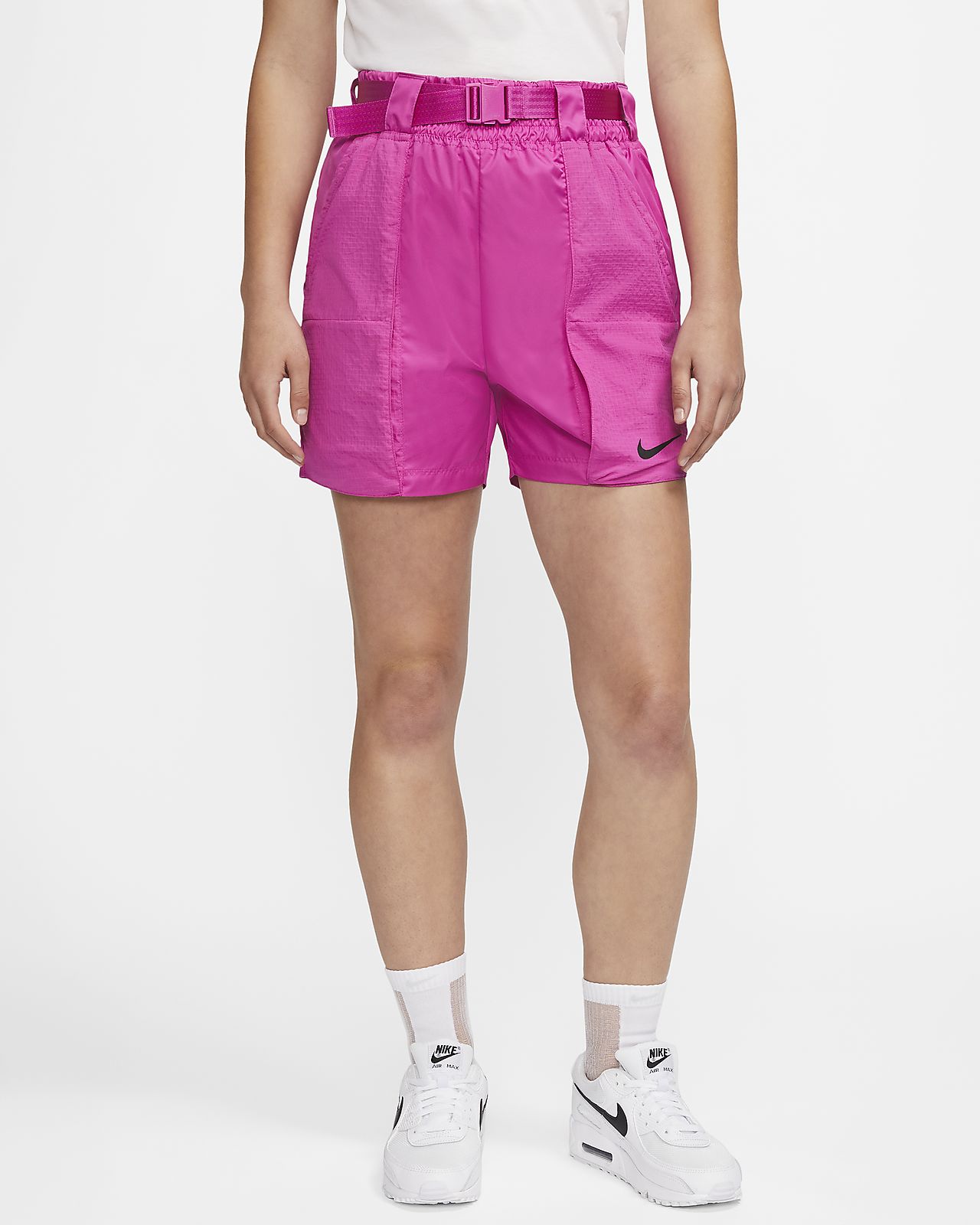pink nike woven shorts