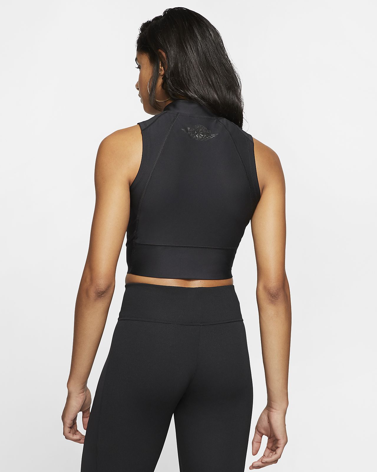 nike black mini swoosh crop top