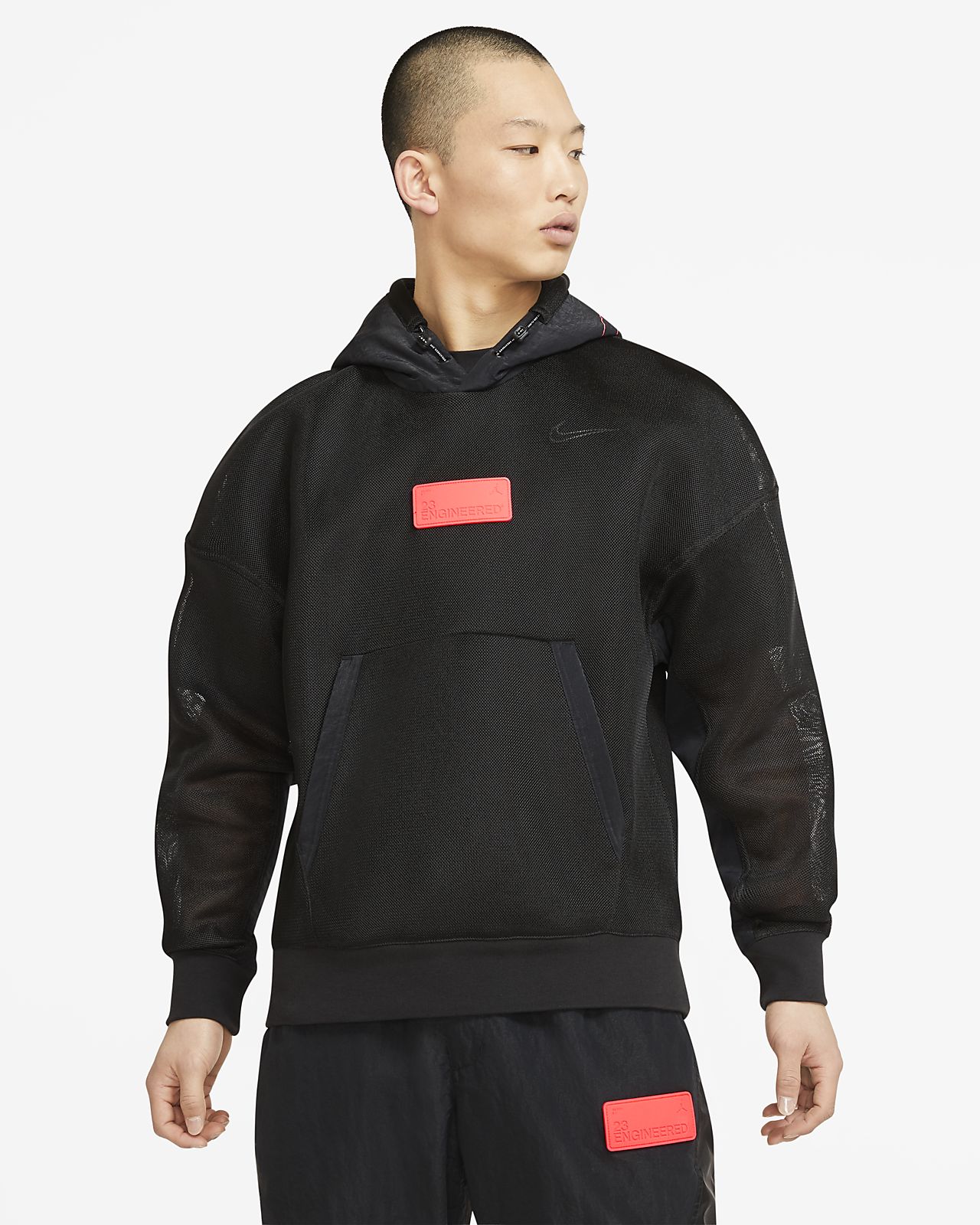 mesh pullover hoodie