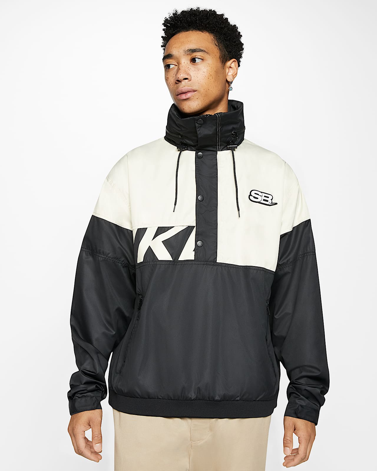 nike anorak windbreaker zwart
