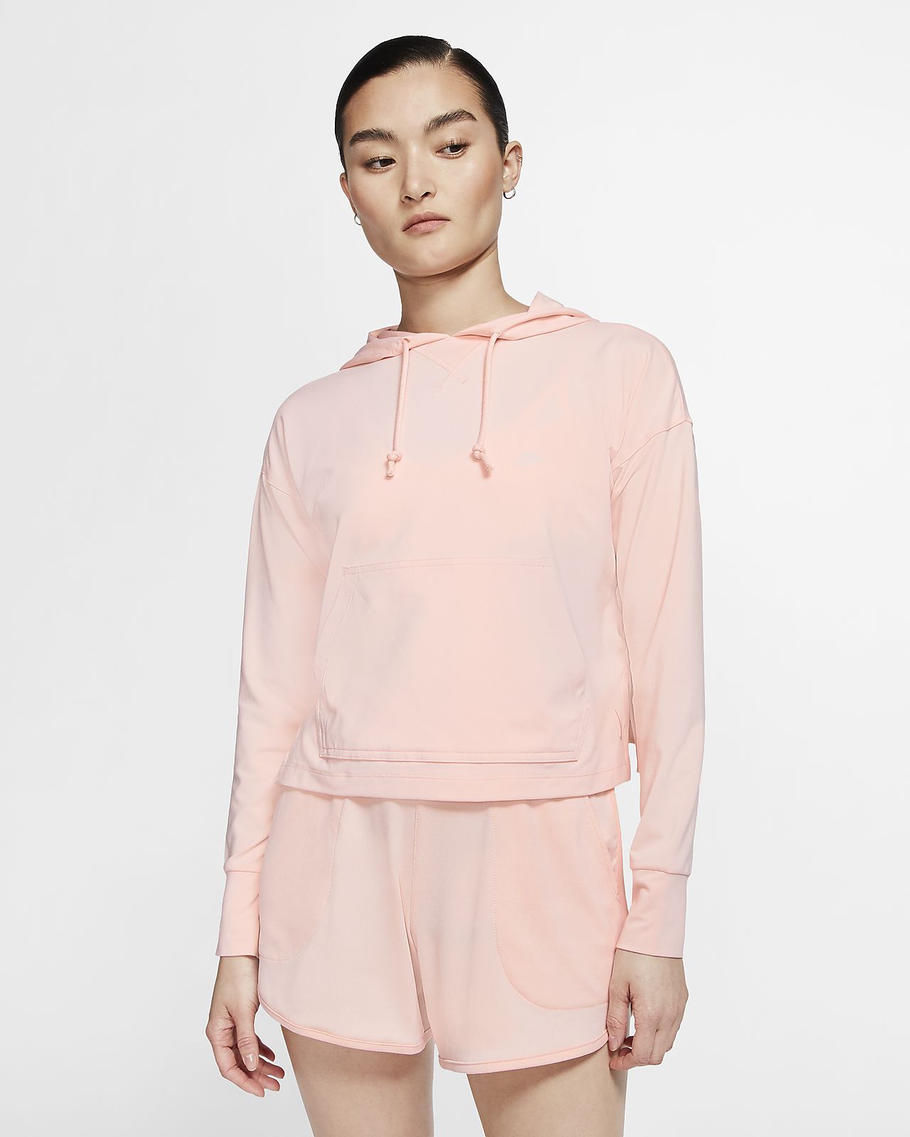 pink nike cropped hoodie